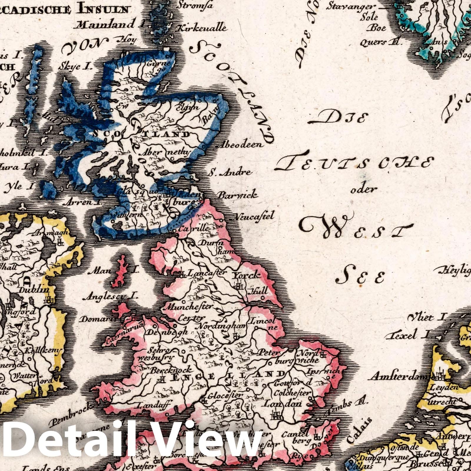 Great Britain, Ireland, Scotland, and England 1716 Historical Map Print