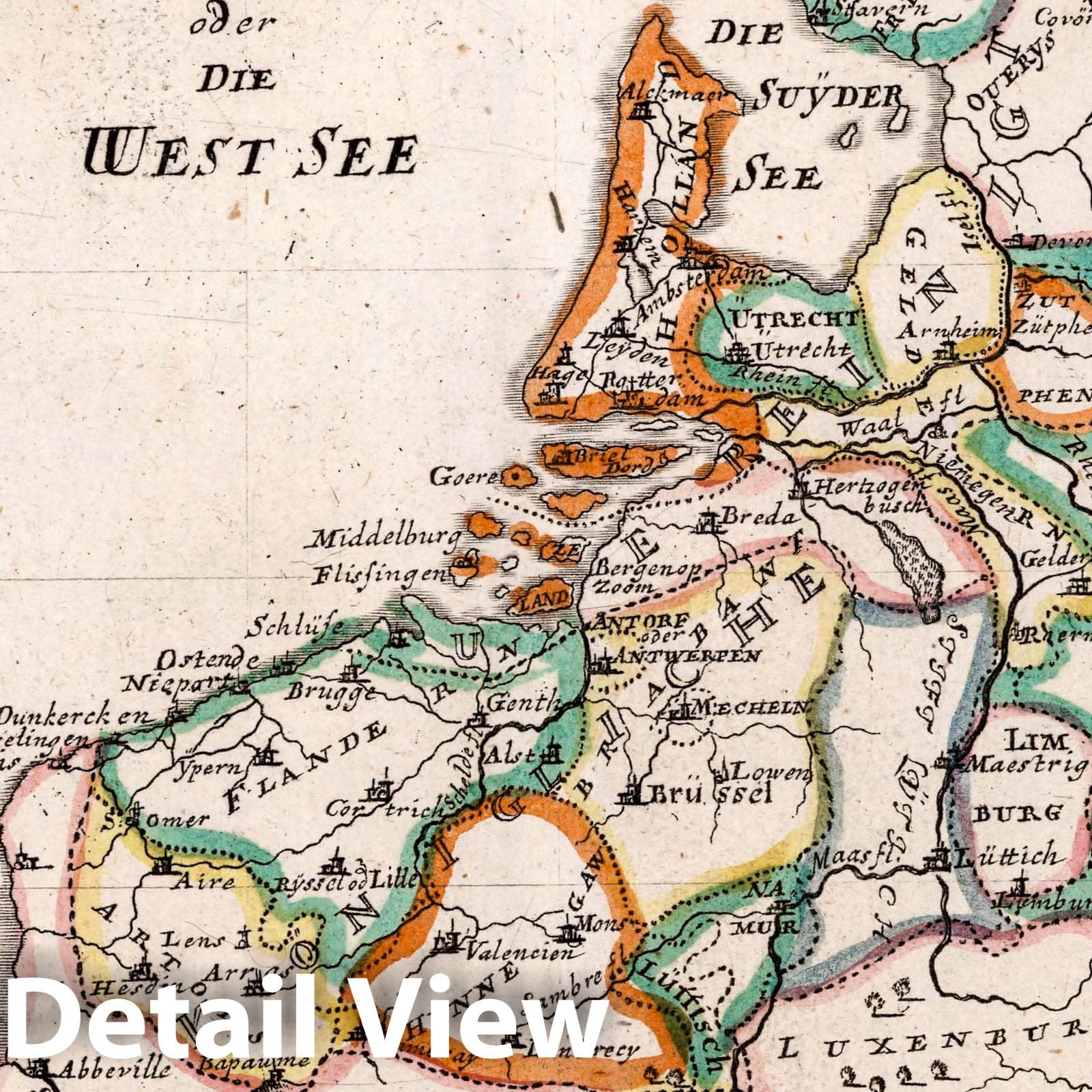 Netherlands 1716 - Hand-Colored Historical Map Print