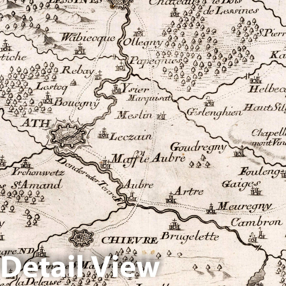 Historic Map : Belgium, , Europe 1716 Ath in Hennegau Mitt angraenzenden Orthen , Vintage Wall Art