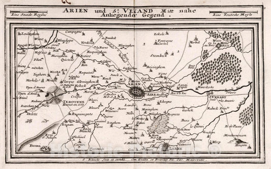 Historic Map : France, , Europe 1716 Arien und St. Venand Mitt nahe Anliegender Gegend , Vintage Wall Art