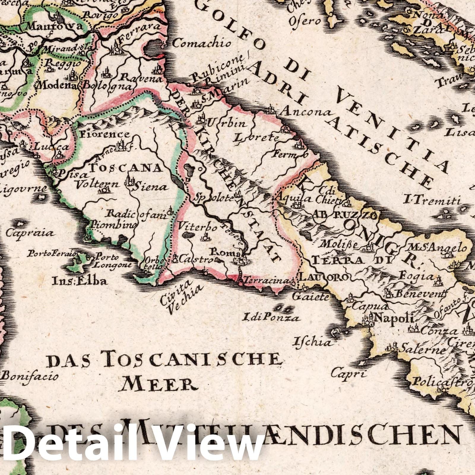 Italy for the Traveler - Road Map, 1716 - Historical Map Reproduction