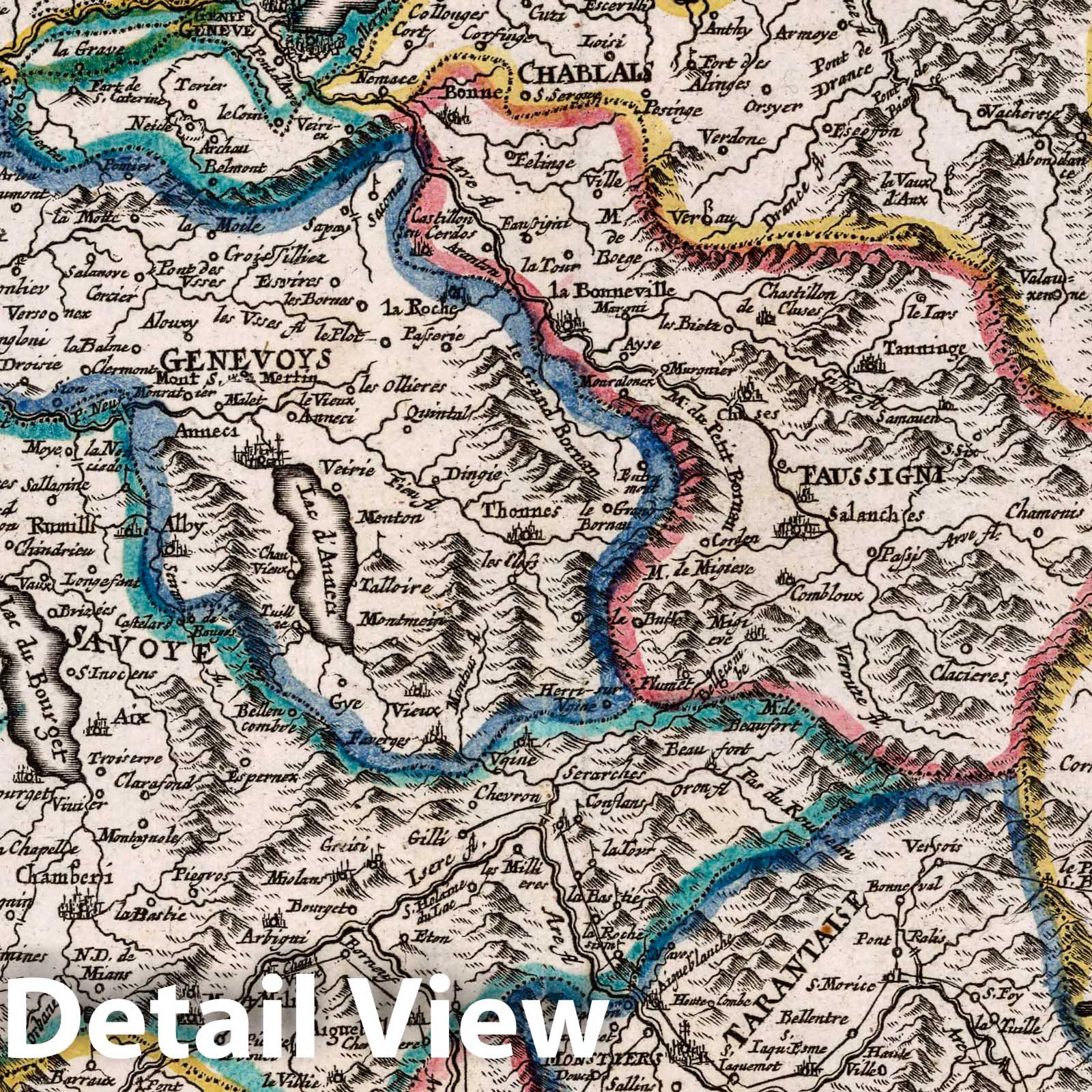 Duchy of Savoy - Road Map, 1716 - Hand-Colored Historical Map Print