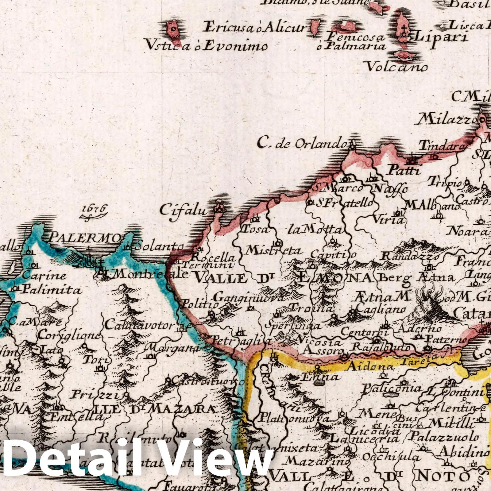 Kingdom of Sicily - Road Map, 1716 - Historical Map Print