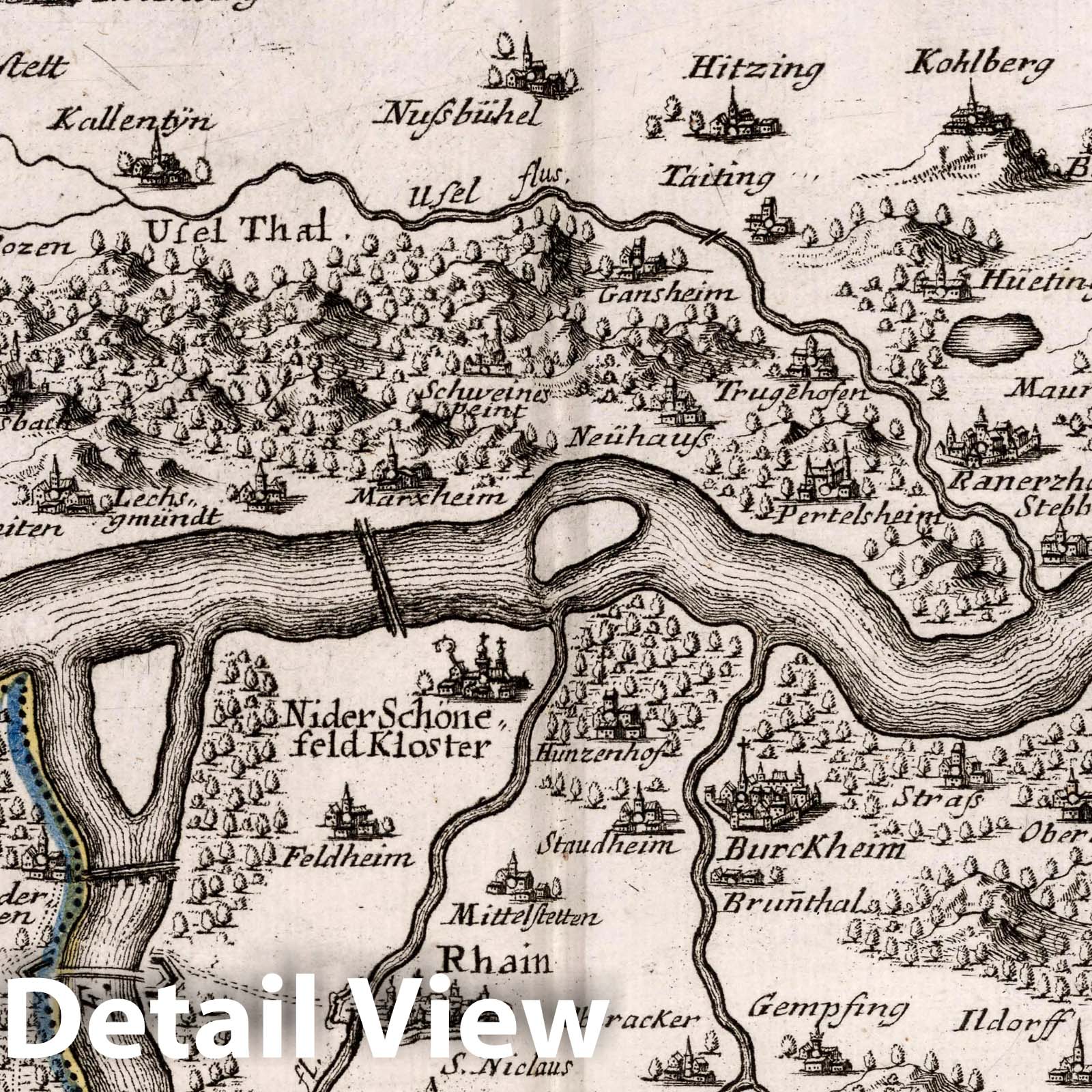 Region between Neuburg and Donauwerth - Road Map, 1716 - Historical Map Print