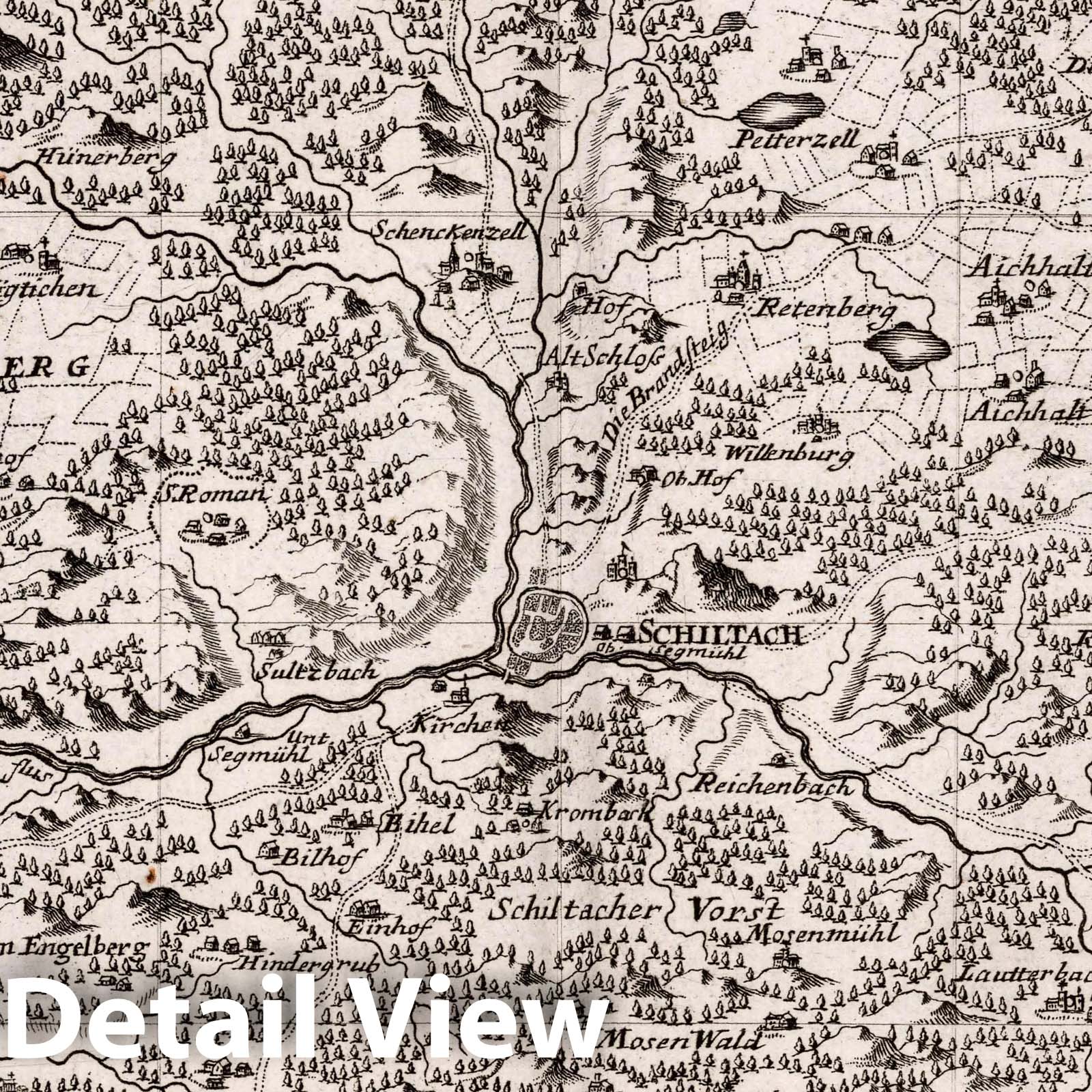 Schiltach and Environs - Road Map, 1716 - Historical Map Reproduction