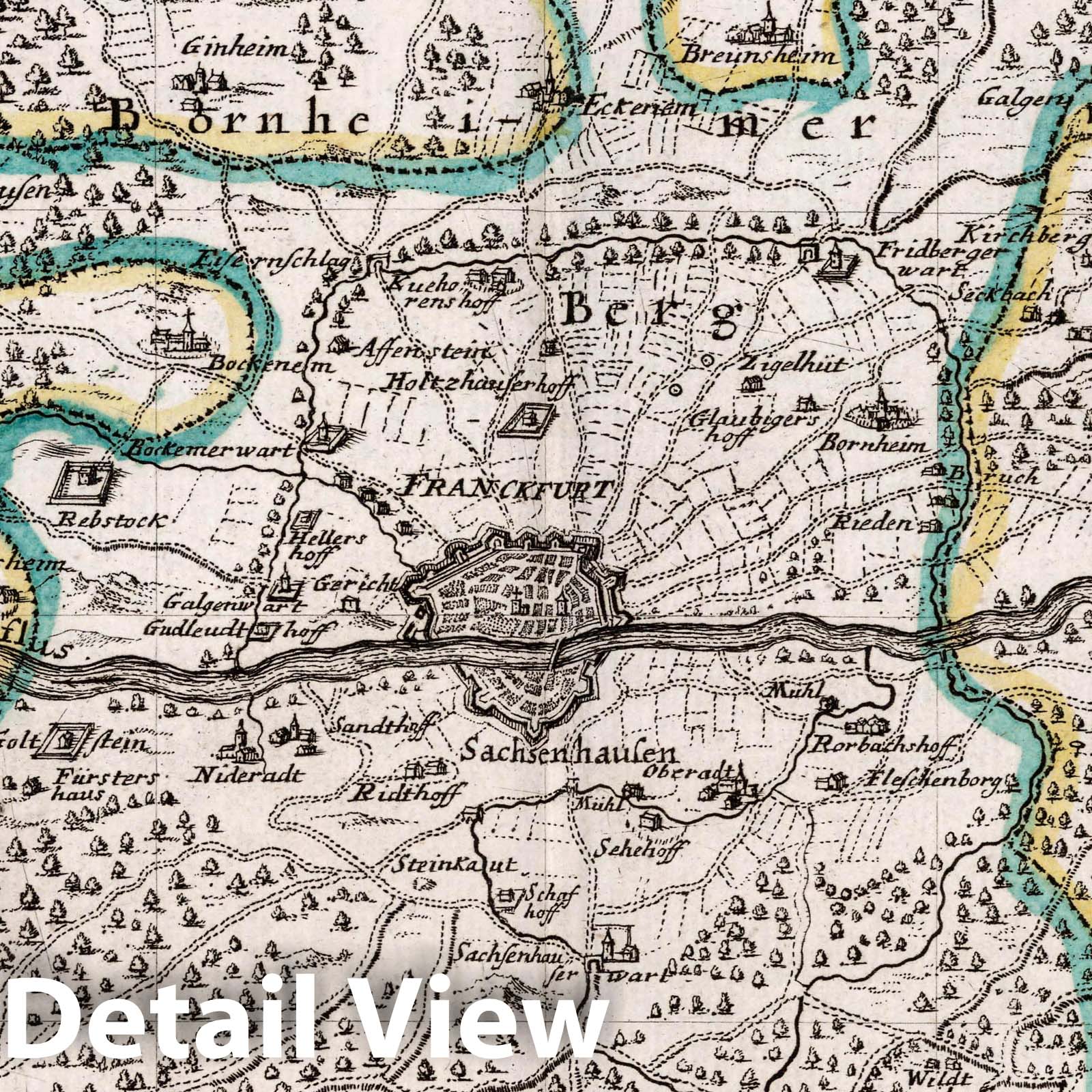 Frankfurt and Environs - Road Map, 1716 - Historical Map Reproduction