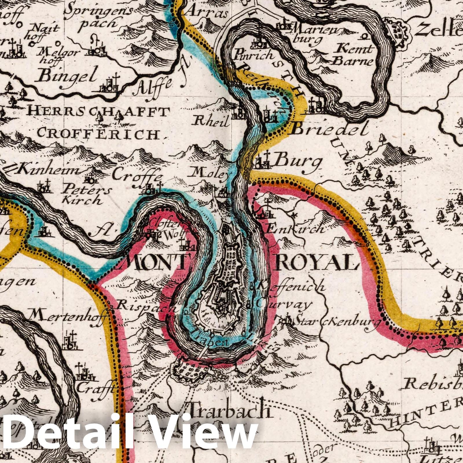 Montreal and Surrounding Region - Road Map, 1716 - Historical Map Print