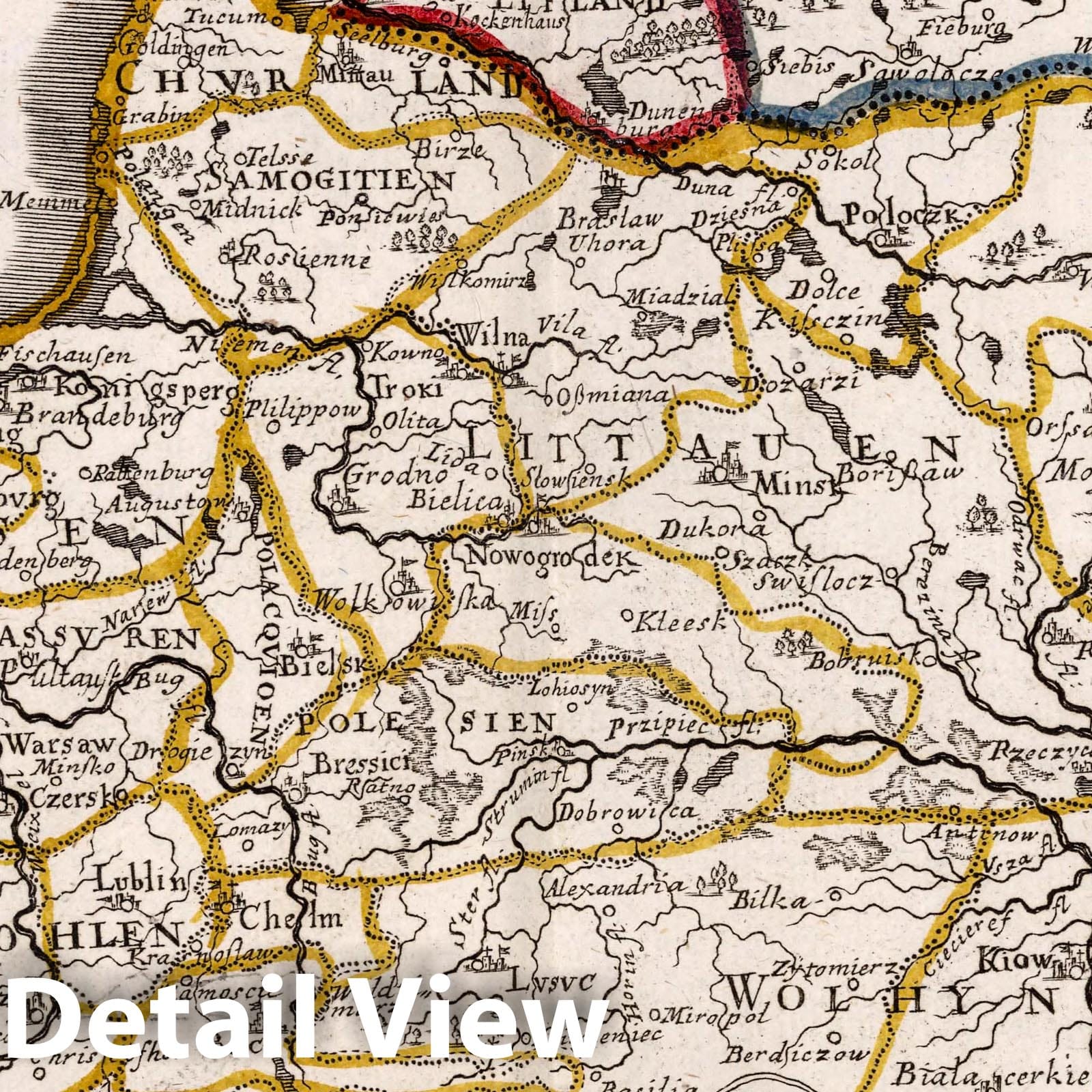 Poland, Lithuania, and Ukraine - Road Map, 1716 - Historical Map Print