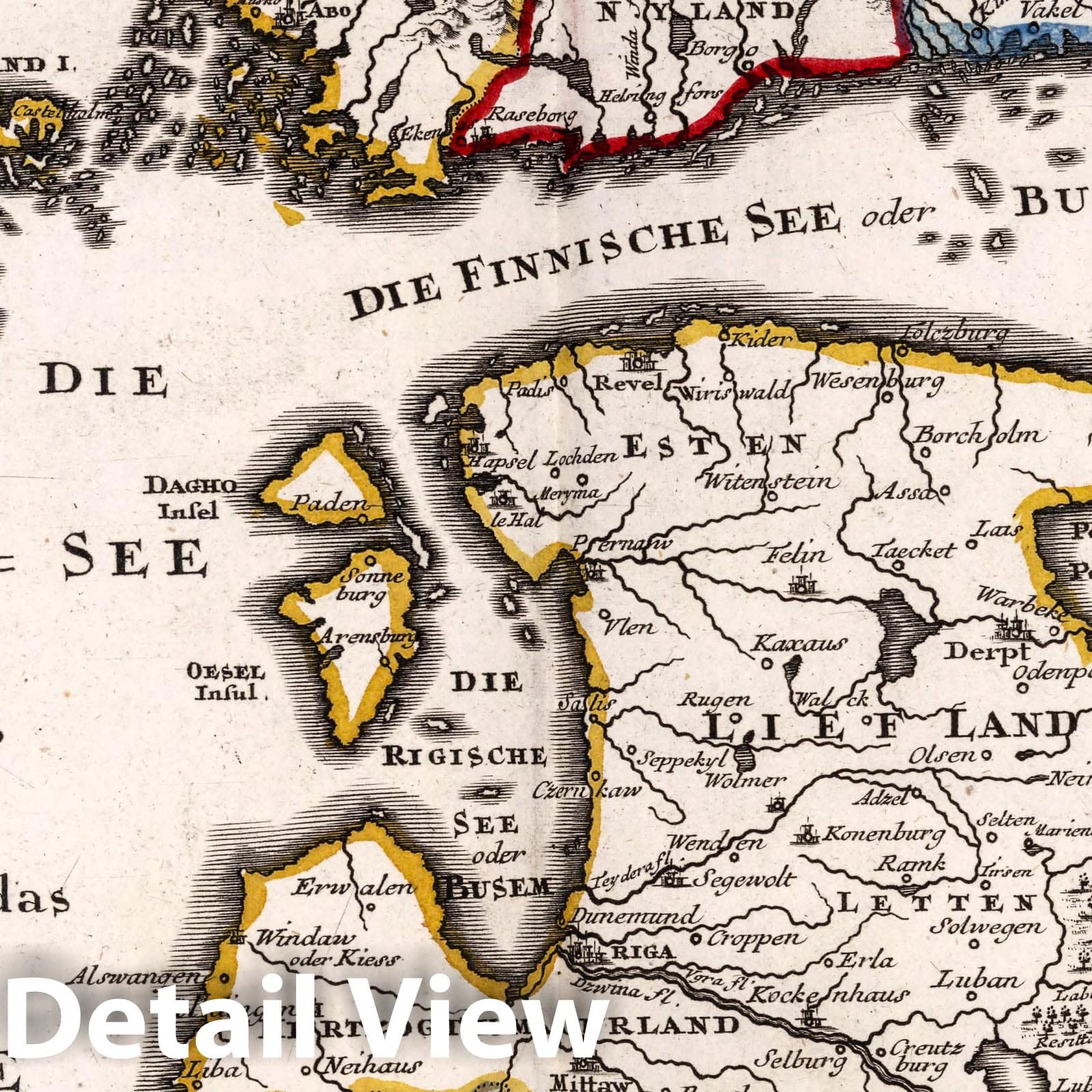 Baltic Region: Livonia, Ingermanland, and Finland - River Map, 1716