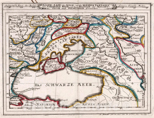 Historic Map : Black Sea Region Assoph, Azow Oder Azak, mit der Kleinen Tartarey, dem Schwarzen Meer, 1716 Atlas , Vintage Wall Art