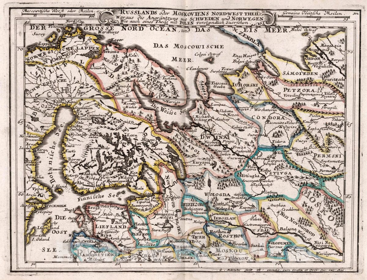 Historic Map : Russia, Russlands Oder Moskoviens Nord-West Theil, 1716 Atlas , Vintage Wall Art