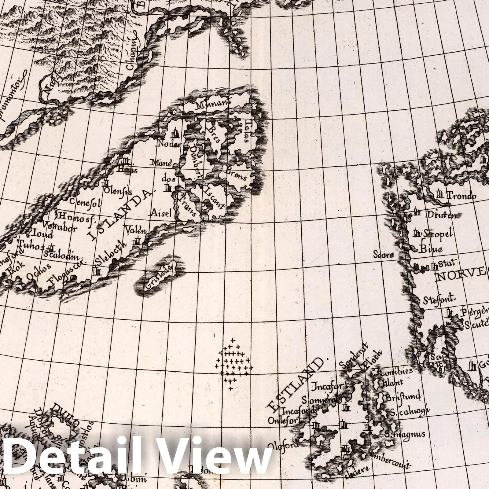 North Atlantic Ocean - Zeno Voyage Map, 1380 - Historical Map Print