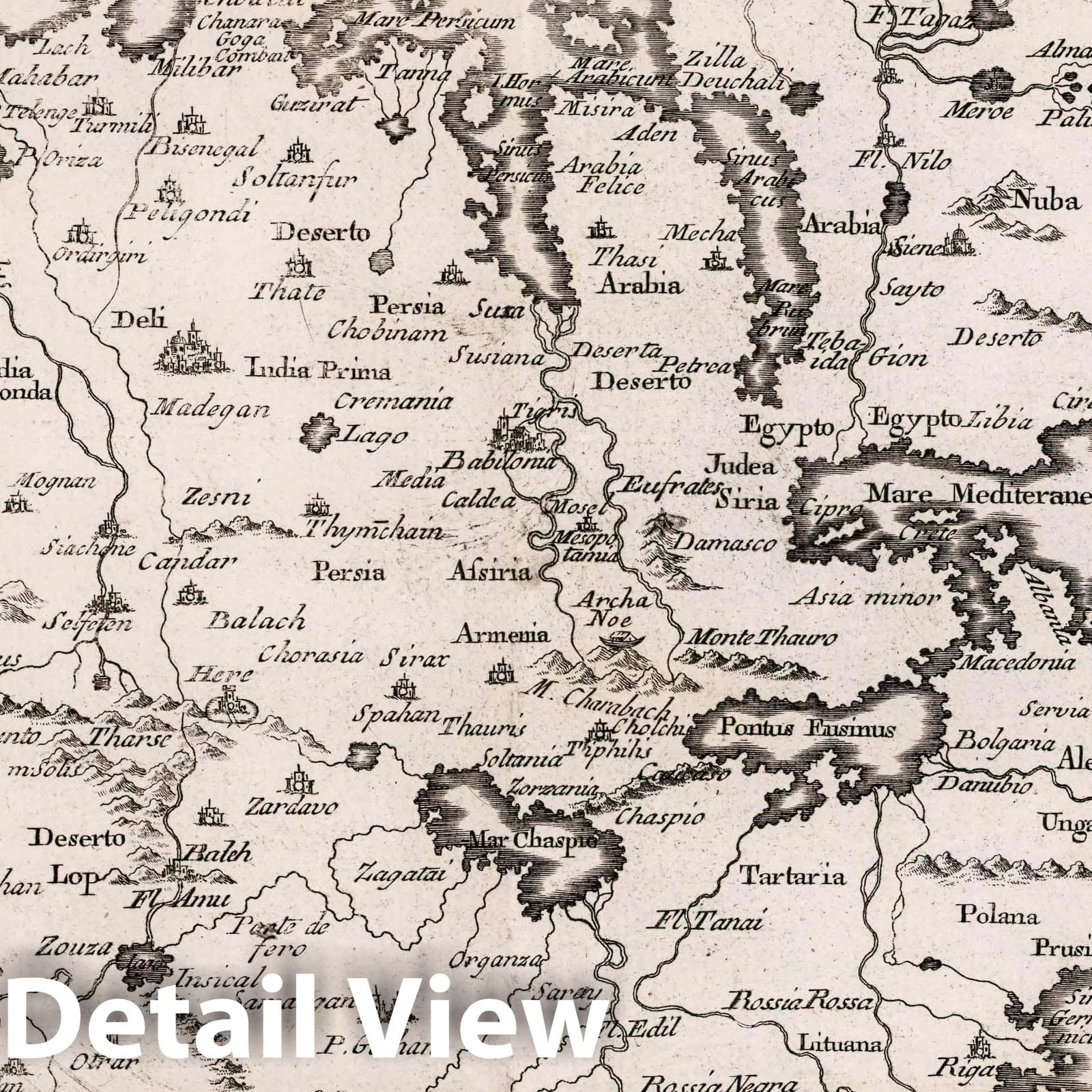 Sketch of the World Map of Fra Mauro Camaldolese - Route Map, 1806 - Historical Map Print