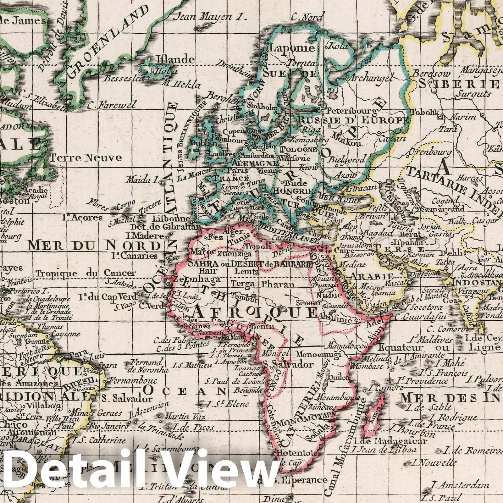World - Canal Map, 1789 - Historical Map Print