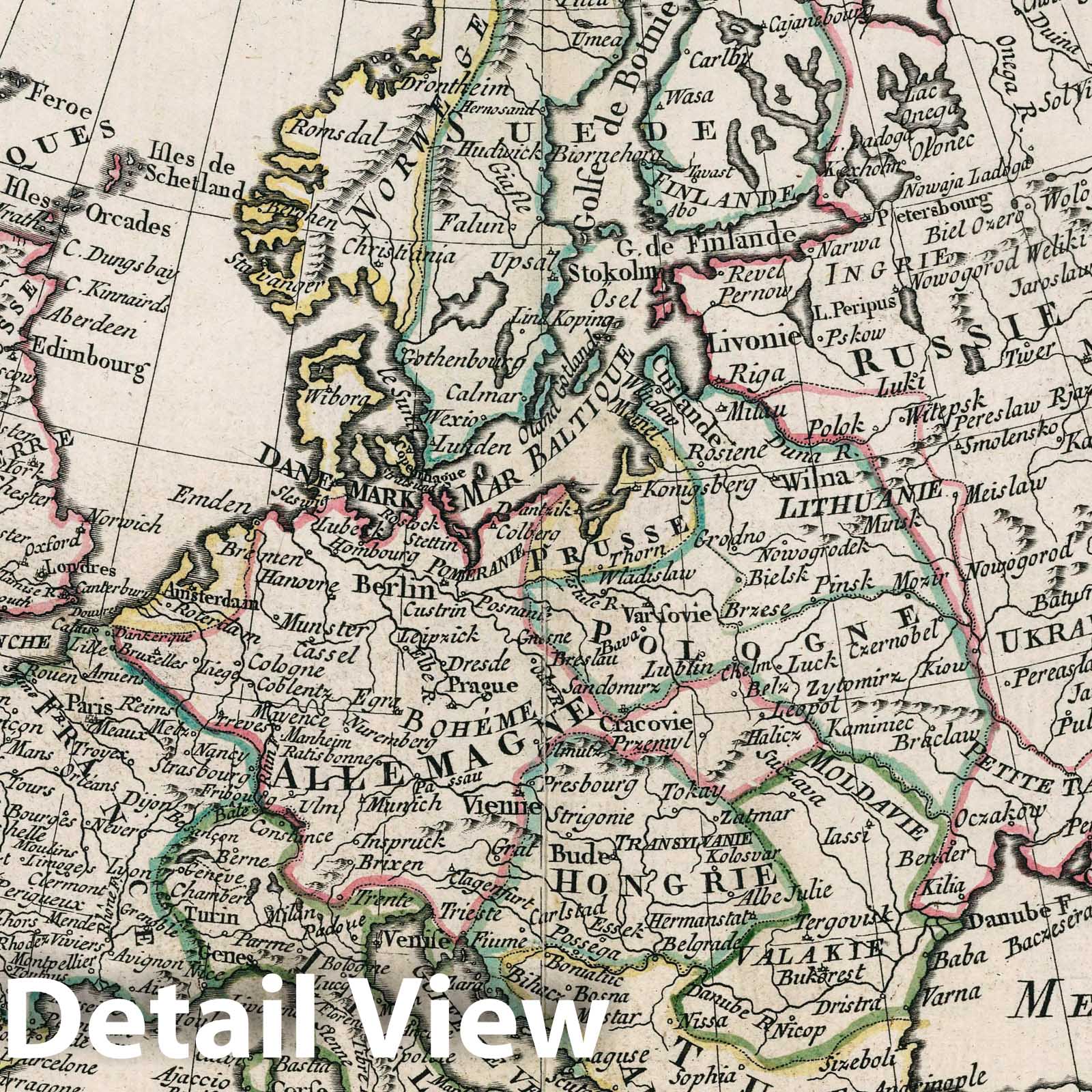 General Map of Europe - River Map, 1788 - Hand-Colored Historical Map Print