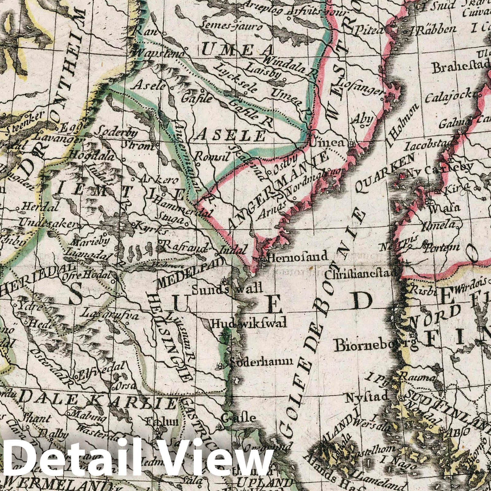 Denmark, Norway, and Sweden - River Map, 1788 - Historical Map Print