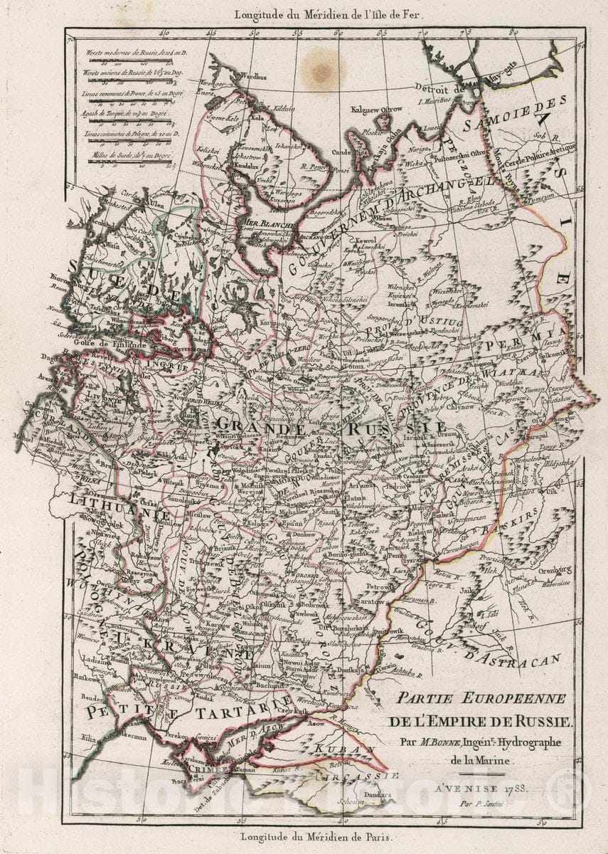 Historic Map : Russia, Partie Europeenne de l'Empire de Russie, 1788 Atlas , Vintage Wall Art