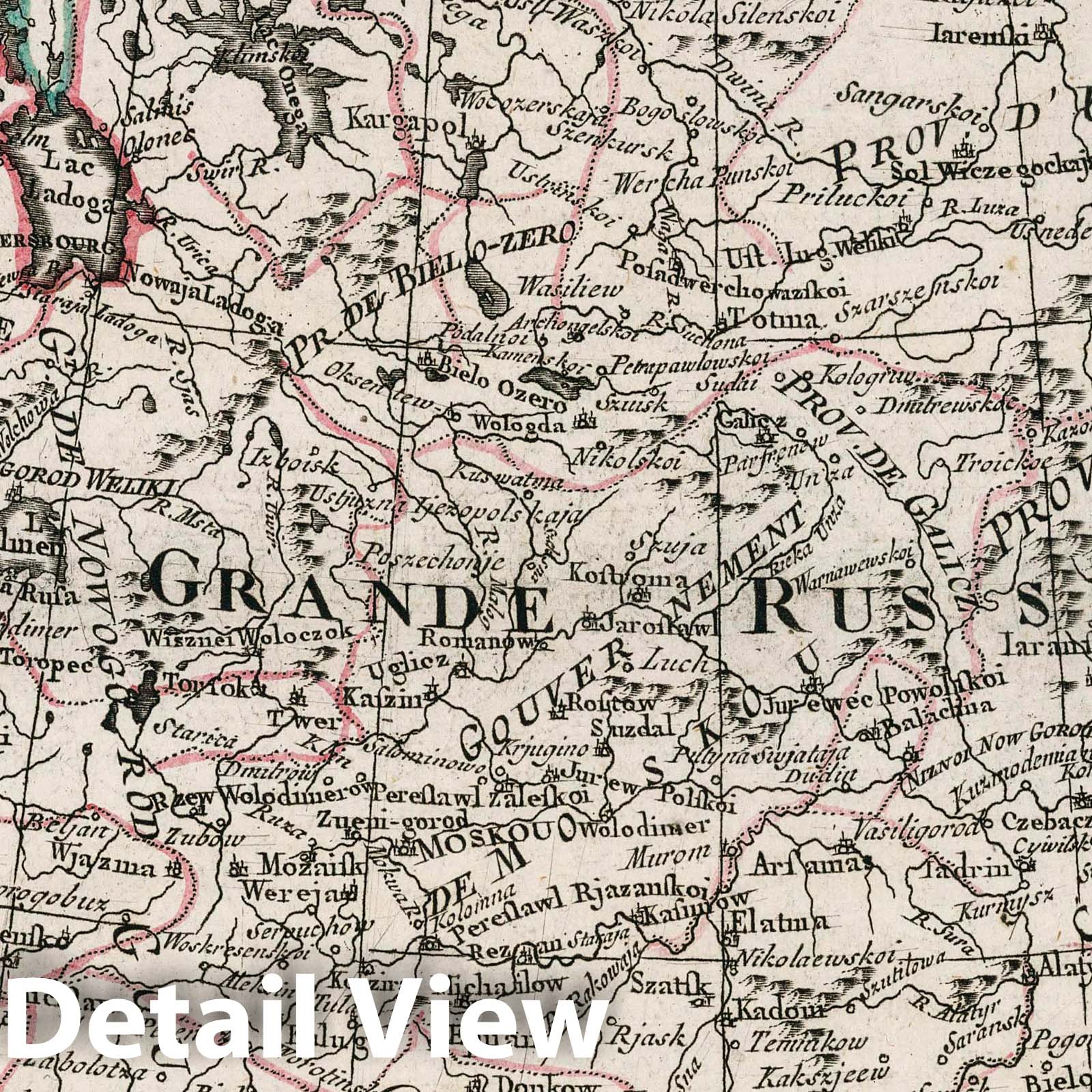European Russia - River Map, 1788 - Historical Topographic Map Print