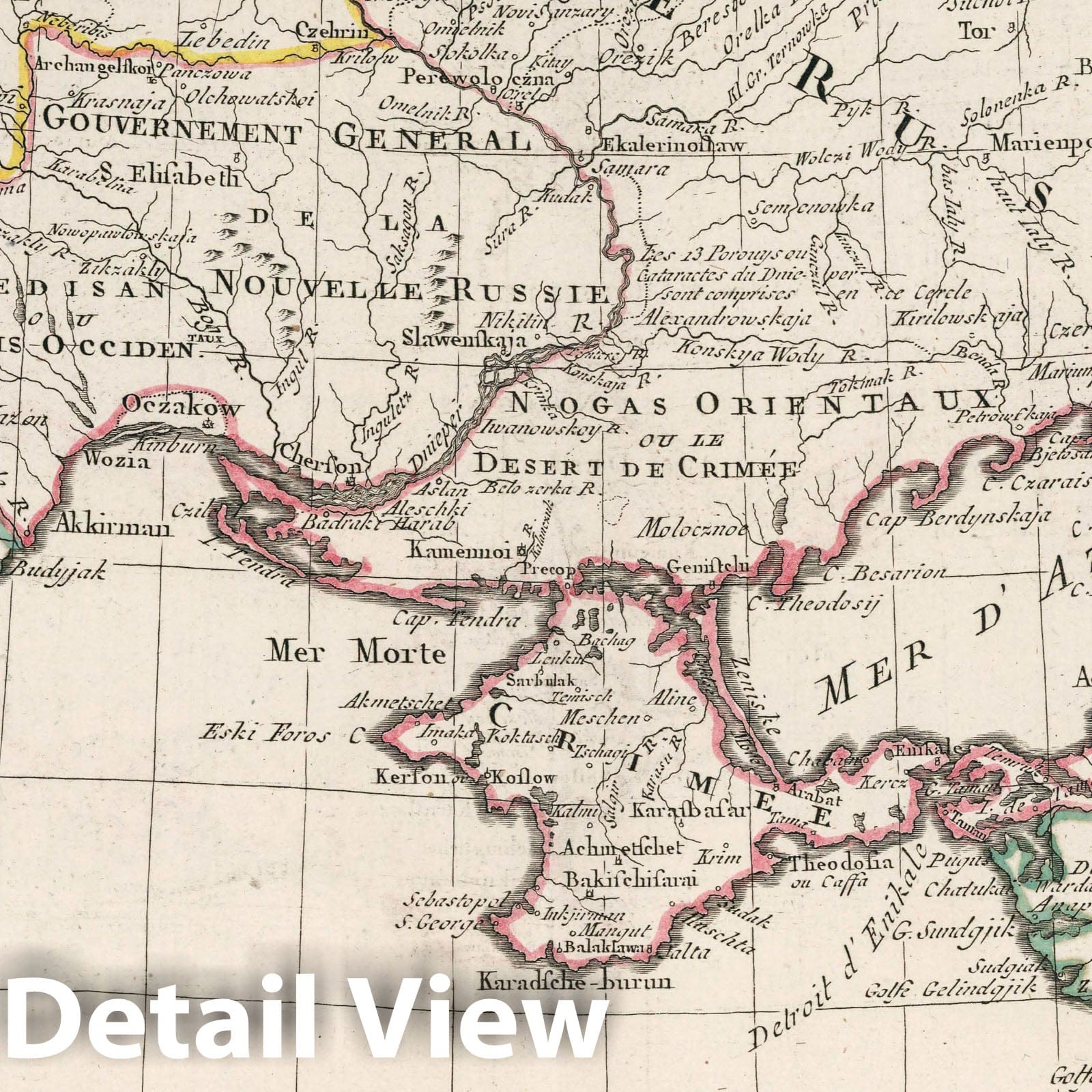Crimea and Black Sea Region - River Map, 1793 - Historical Map Print
