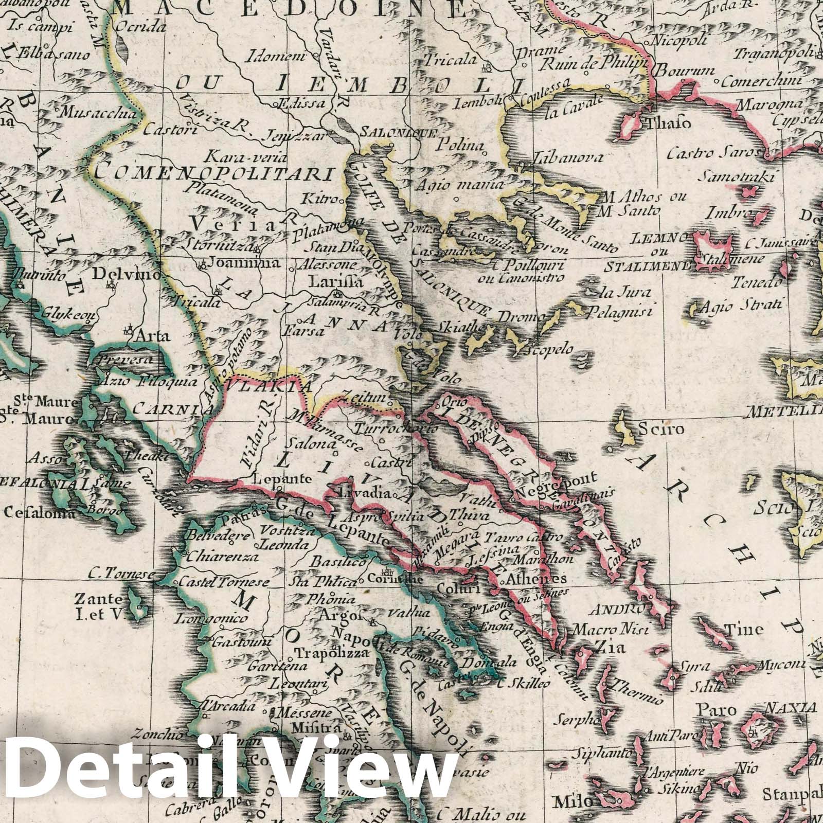 Southern Turkey and Greece - River Map, 1788 - Hand-Colored Historical Map Print
