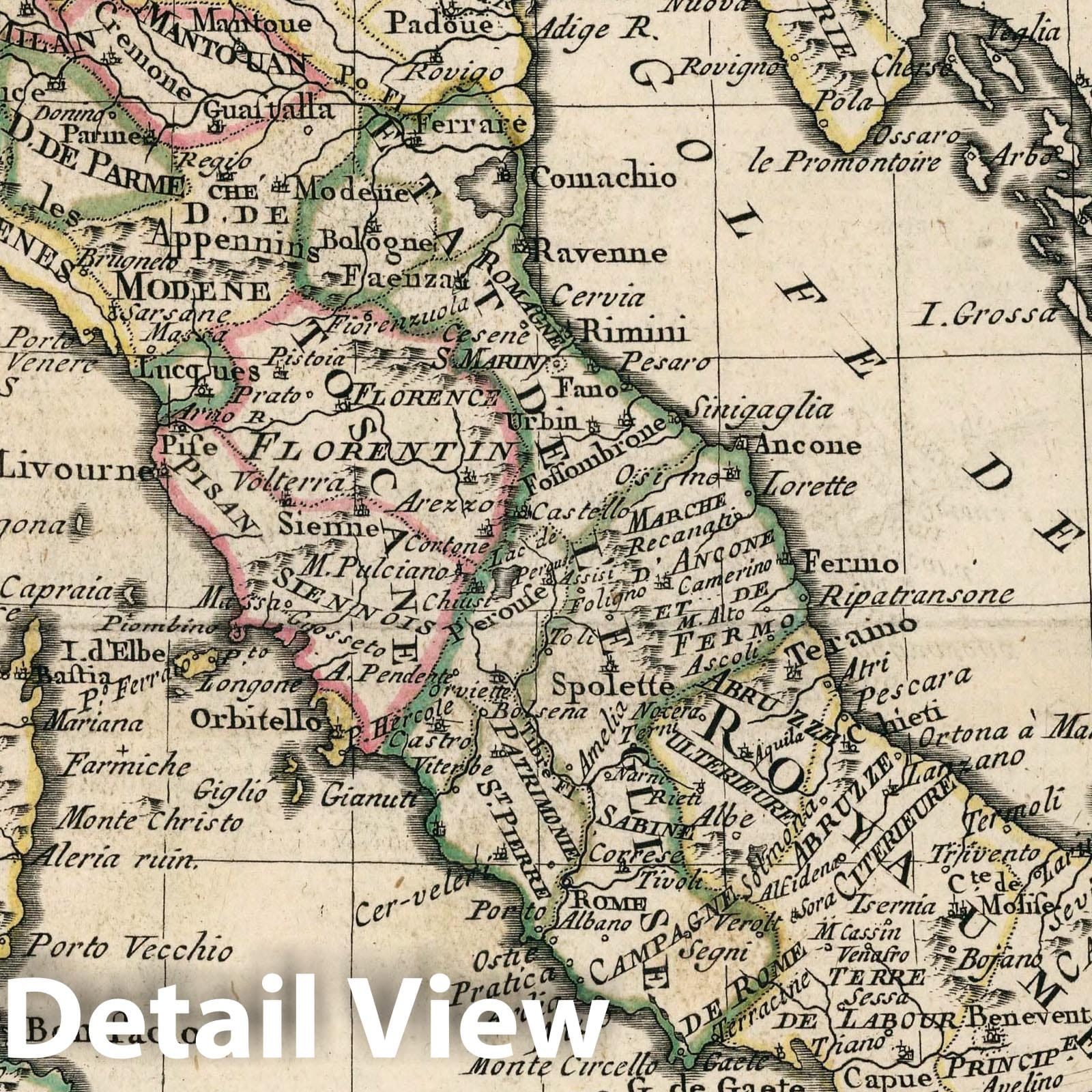 Italy - River Map, 1789 - Historical Topographic Map Print
