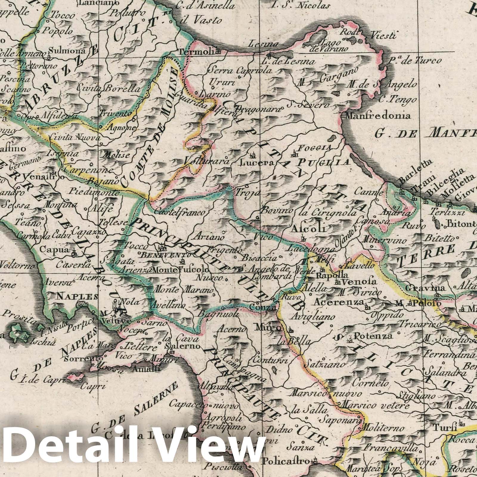 Northern Kingdom of Naples, Italy - River Map, 1792 - Historical Map Print