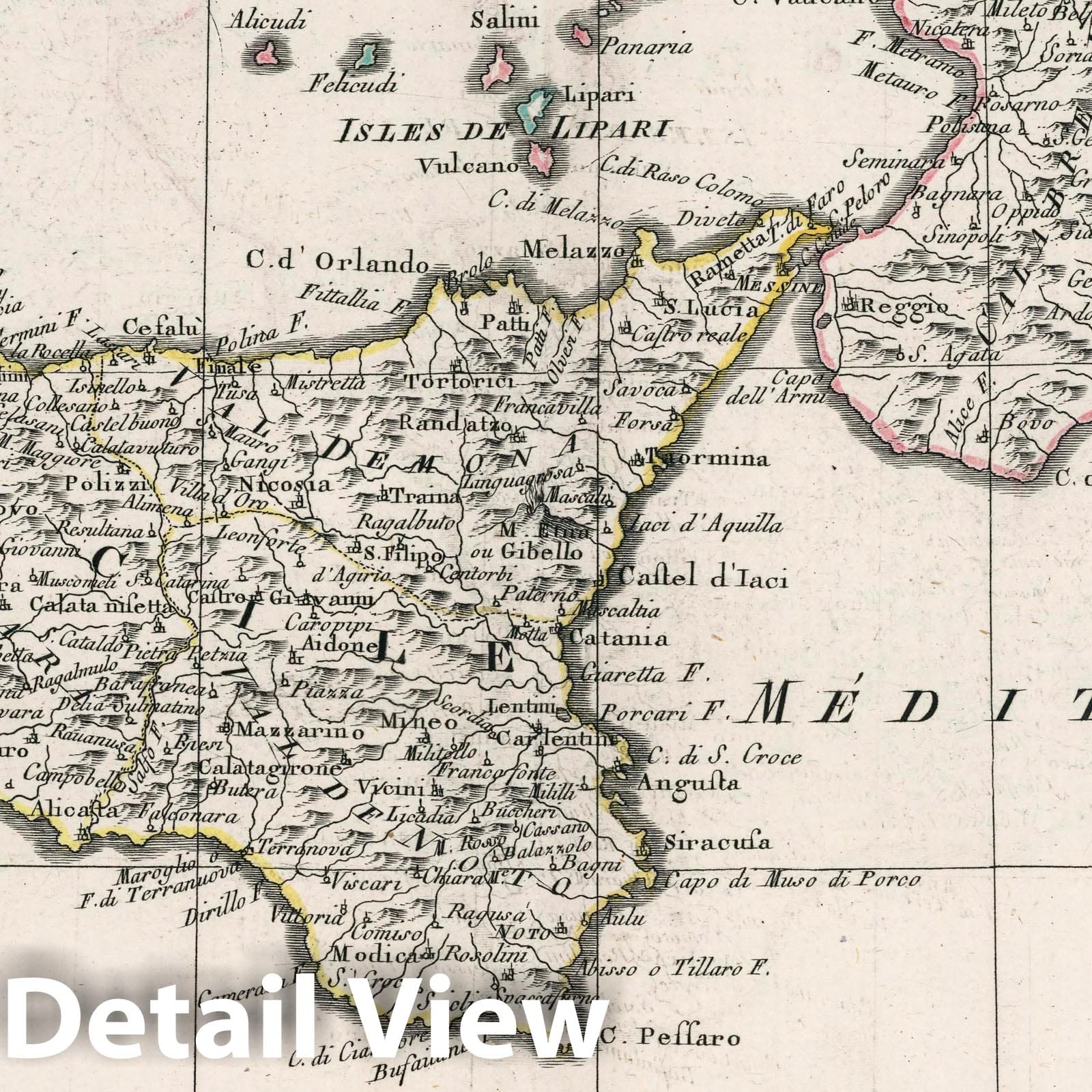 Southern Kingdom of Naples and Sicily - River Map, 1792 - Historical Map Print