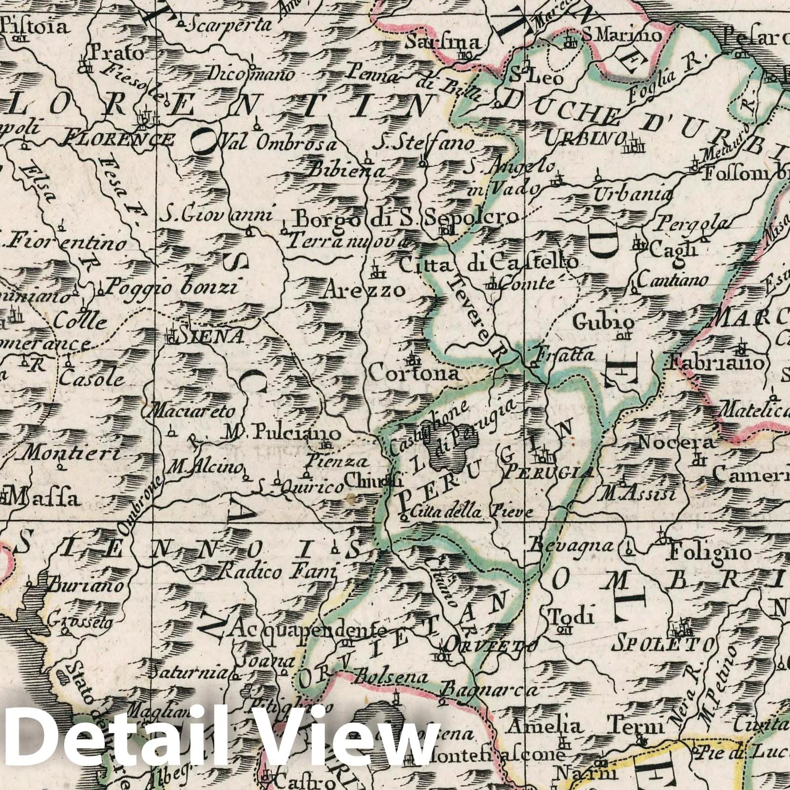 Papal States and Duchy of Tuscany - River Map, 1793 - Historical Map Print