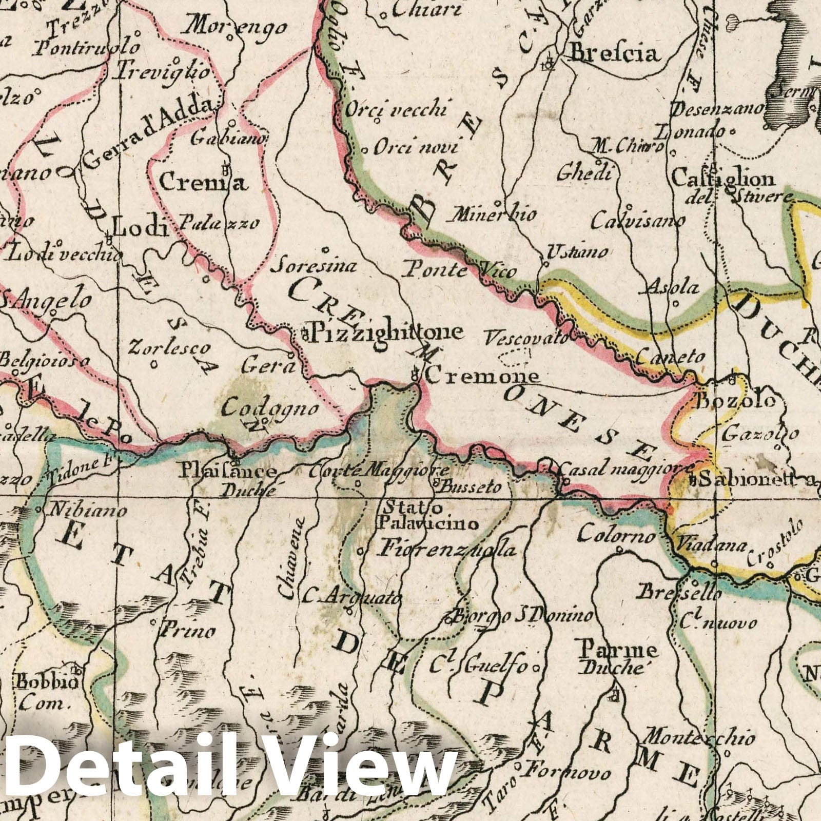 Milan, Mantua, and Parma, Italy - Road Map, 1791 - Historical Map Print