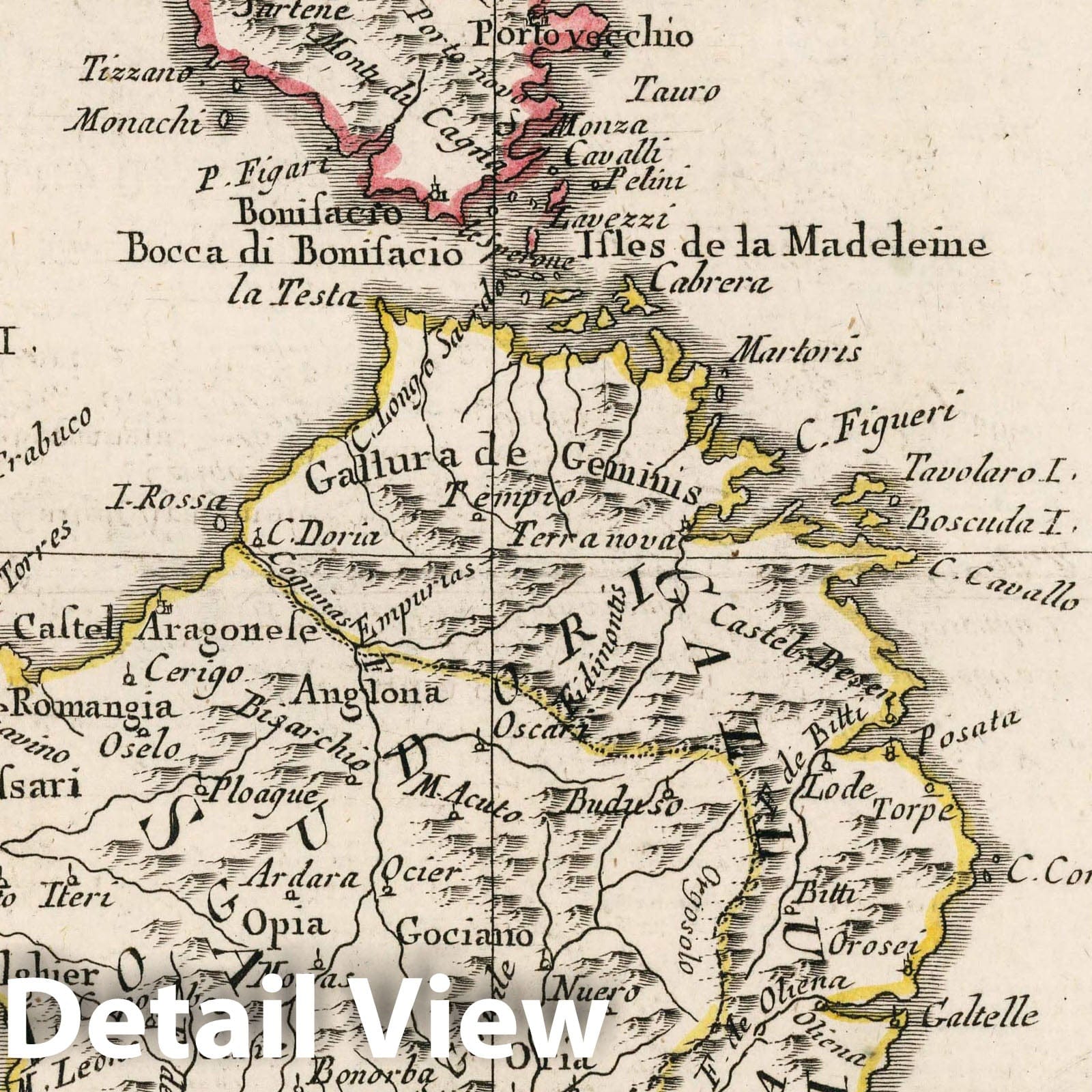 Sardinia and Corsica - Road Map, 1792 - Historical Map Reproduction