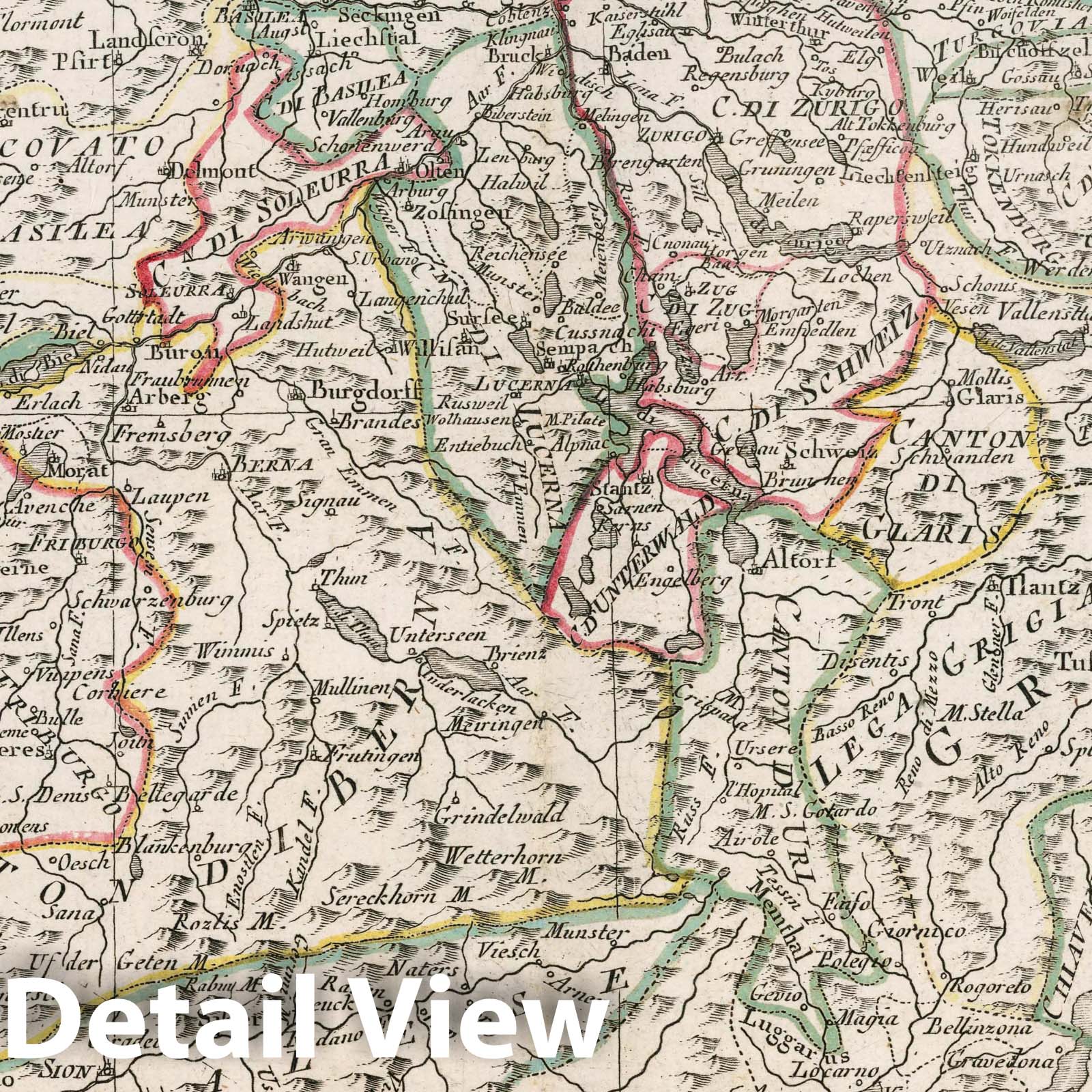 Switzerland - Road Map, 1793 - Historical Map Print