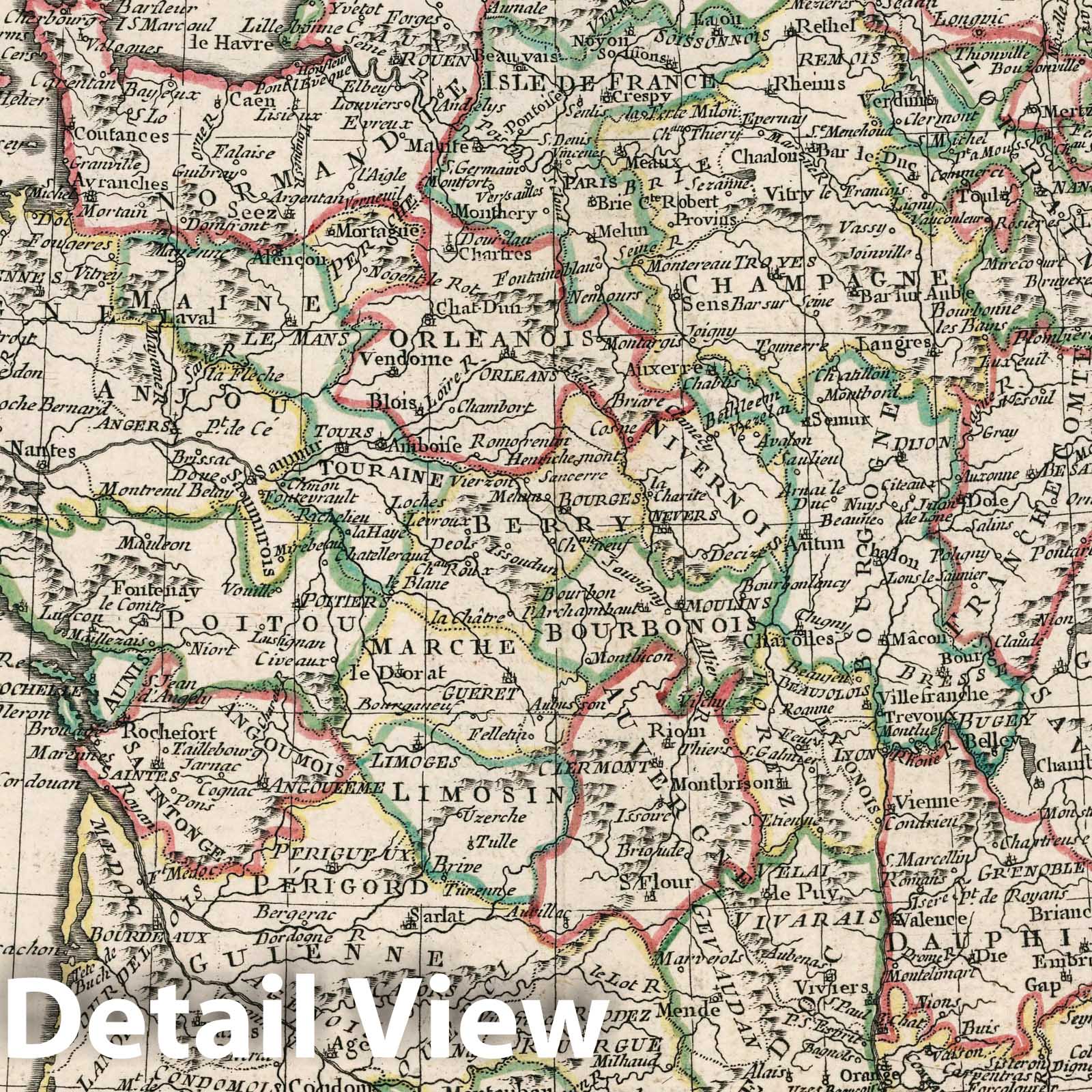 Historic Map : France, La France par gouvernements, dressee par Mr. Bonne Ingenieur - Hydrographe de la Marine. A' Venise 1789. Par P. Santini, 1789 Atlas , Vintage Wall Art