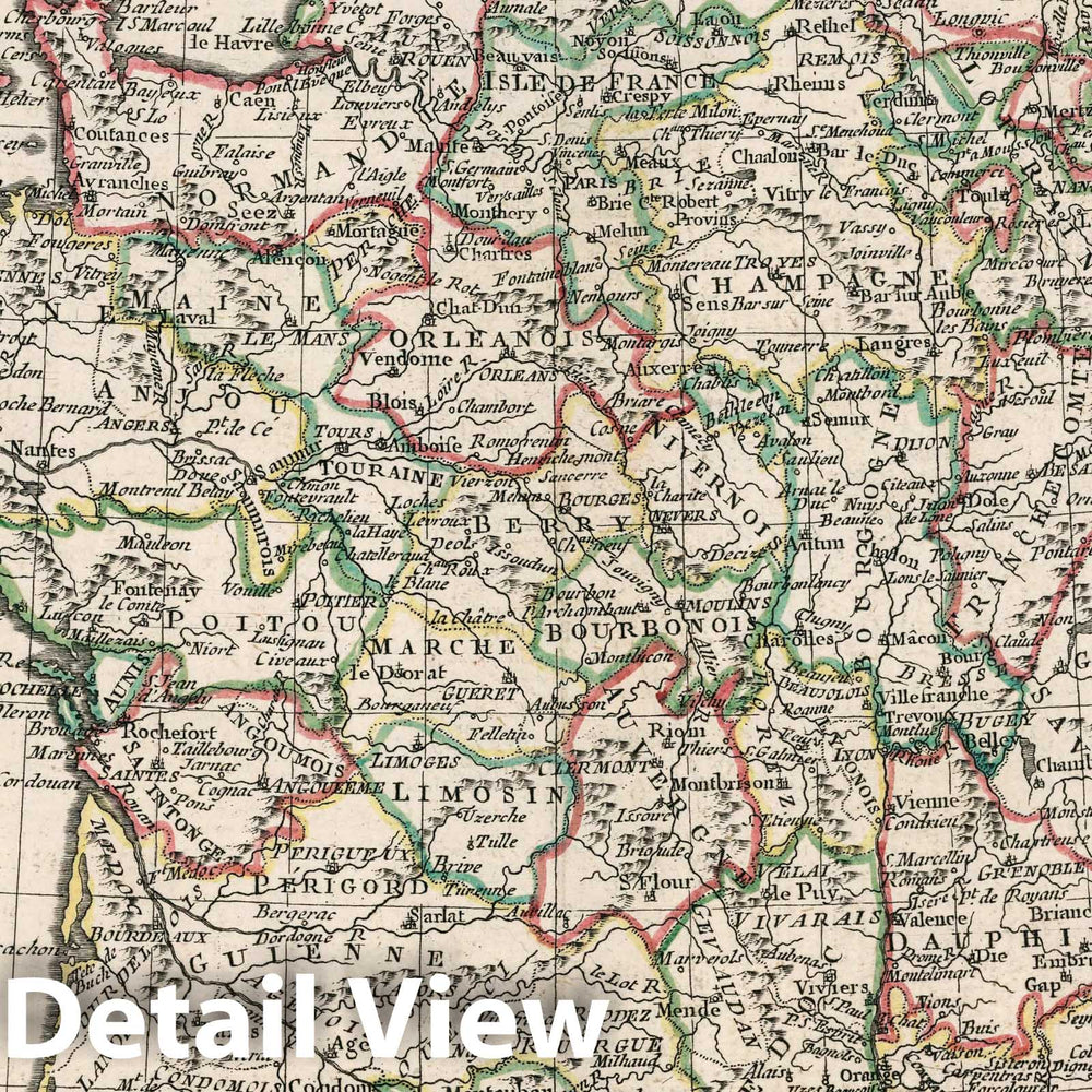 Historic Map : France, La France par gouvernements, dressee par Mr. Bonne Ingenieur - Hydrographe de la Marine. A' Venise 1789. Par P. Santini, 1789 Atlas , Vintage Wall Art
