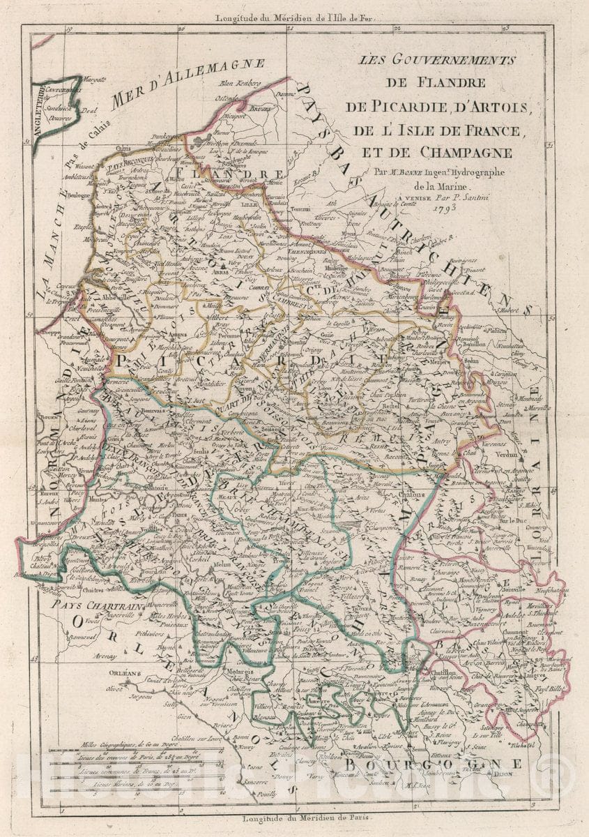 Historic Map : France, Les gouvernements de Flandre de Picardie, d'Artois, 1793 Atlas , Vintage Wall Art