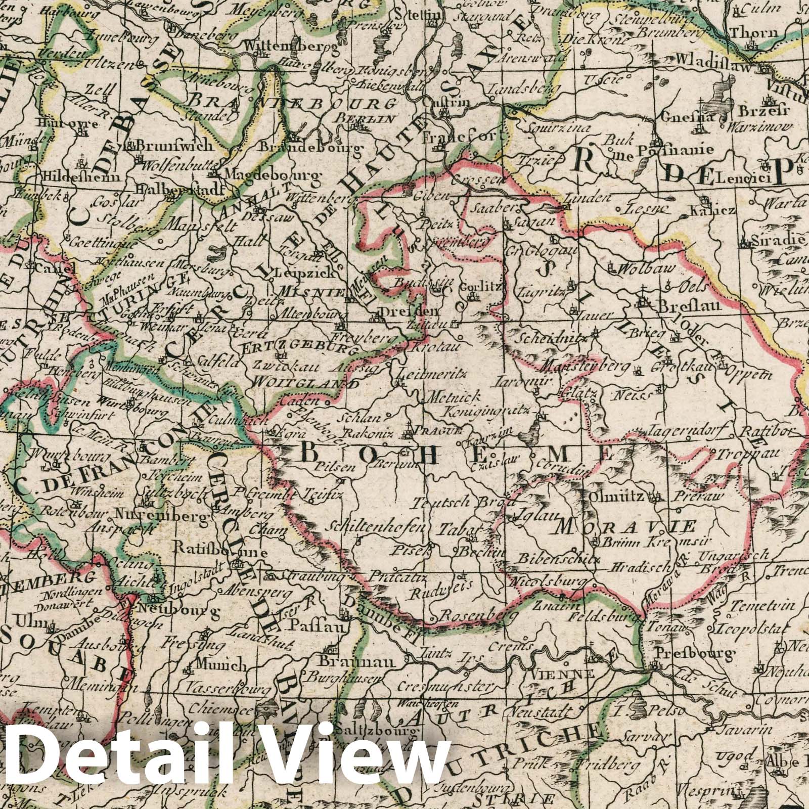 Germany, Bohemia, and Silesia - River Map, 1789 - Historical Map Print