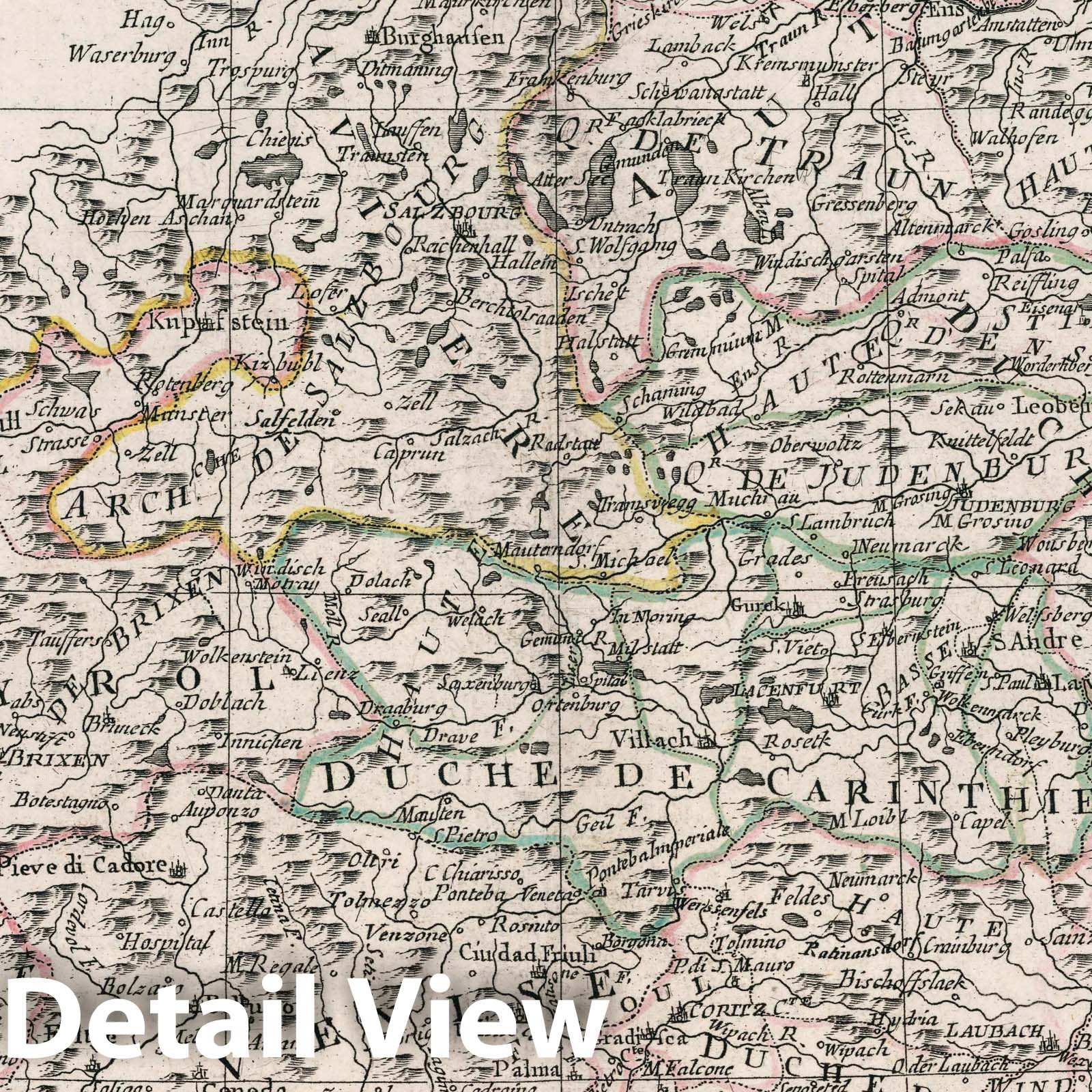 Austria - River Map, 1793 - Historical Map Print