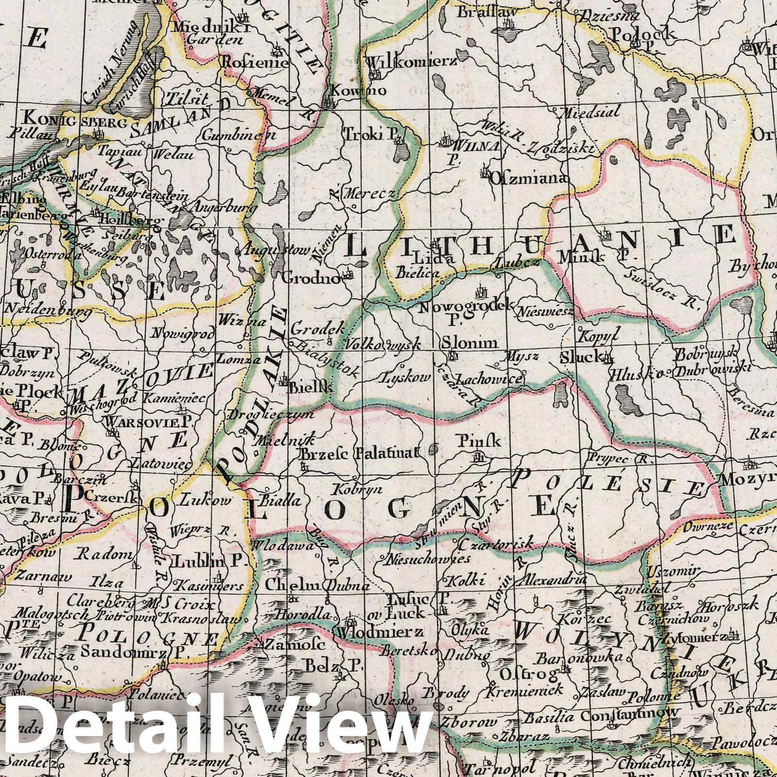 Poland and Lithuania - River Map, 1793 - Historical Map Print