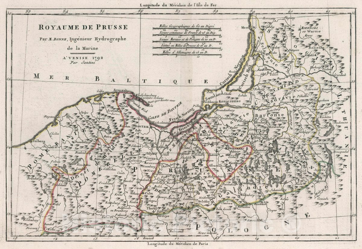 Historic Wall Map : Prussia , Germany, Hydrographe de la Marine. Atlas portatif, 1793, Vintage Wall Art
