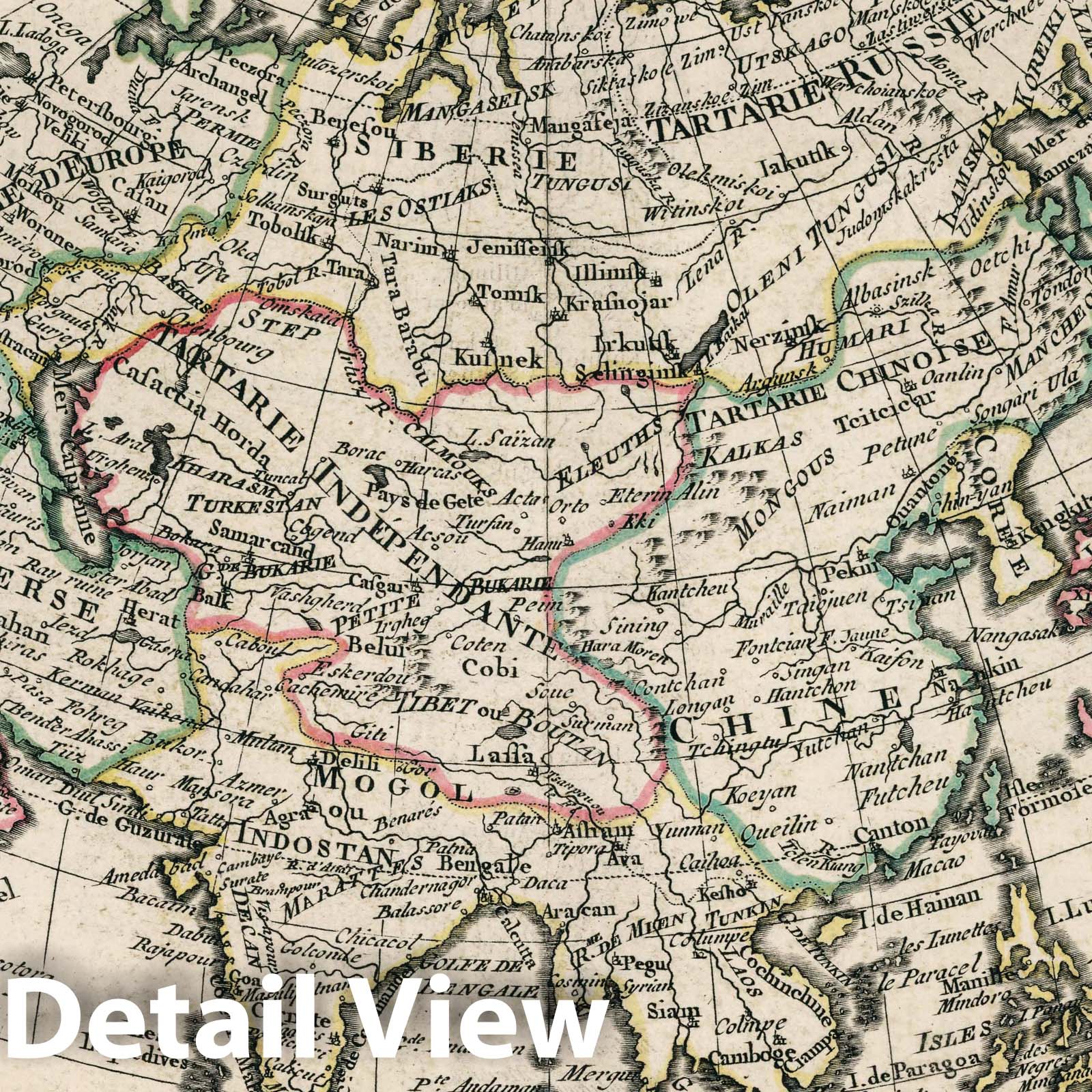 General Map of Asia - River Map, 1789 - Historical Map Print