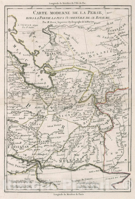 Historic Map : Iran, 1790 Carte Moderne de la Perse, hors la Partie la Plus Occidentale de ce Royaume , Vintage Wall Art