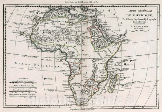 Historic Map : Carte generale de l'Afrique. Par M. Bonne, ingenieur - Hydrographe de la Marine. A' Venise 1790, Par P. Santini, 1790 Atlas - Vintage Wall Art