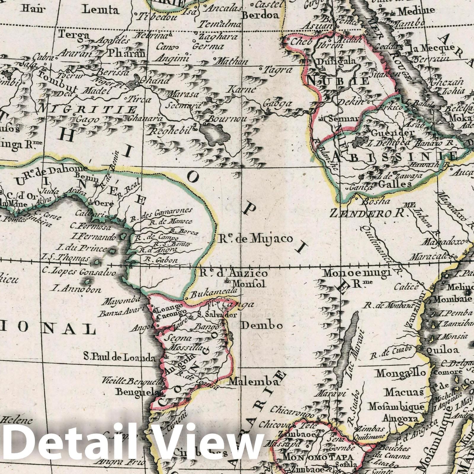 Africa - River Map, 1790 - Historical Map Print