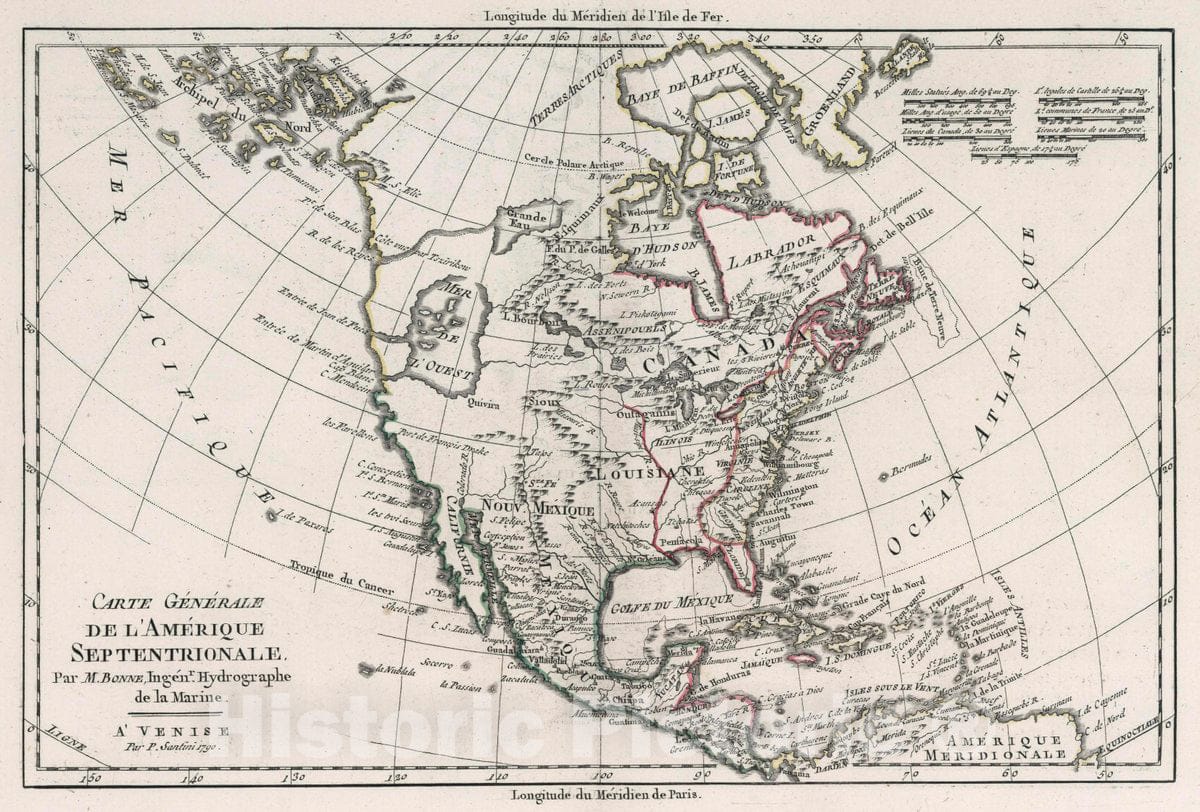 Historic Map : Carte generale de l'Amerique Septentrionale, 1790 Atlas - Vintage Wall Art
