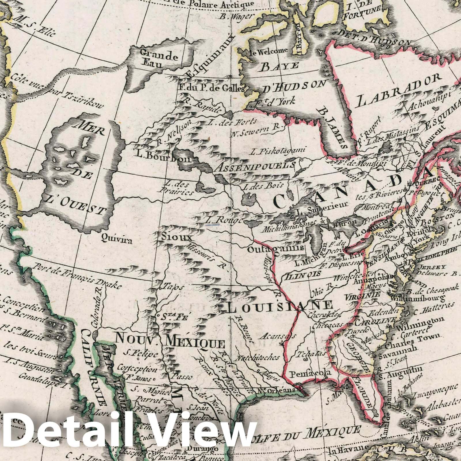 North America - Route Map, 1790 - Historical Map Print