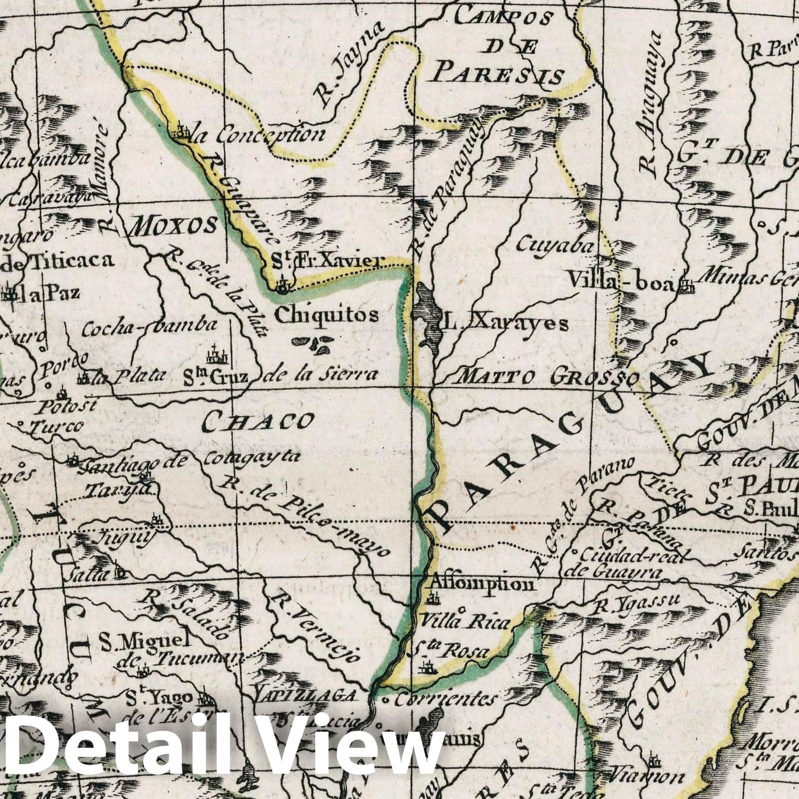 South America - River Map, 1789 - Historical Map Print