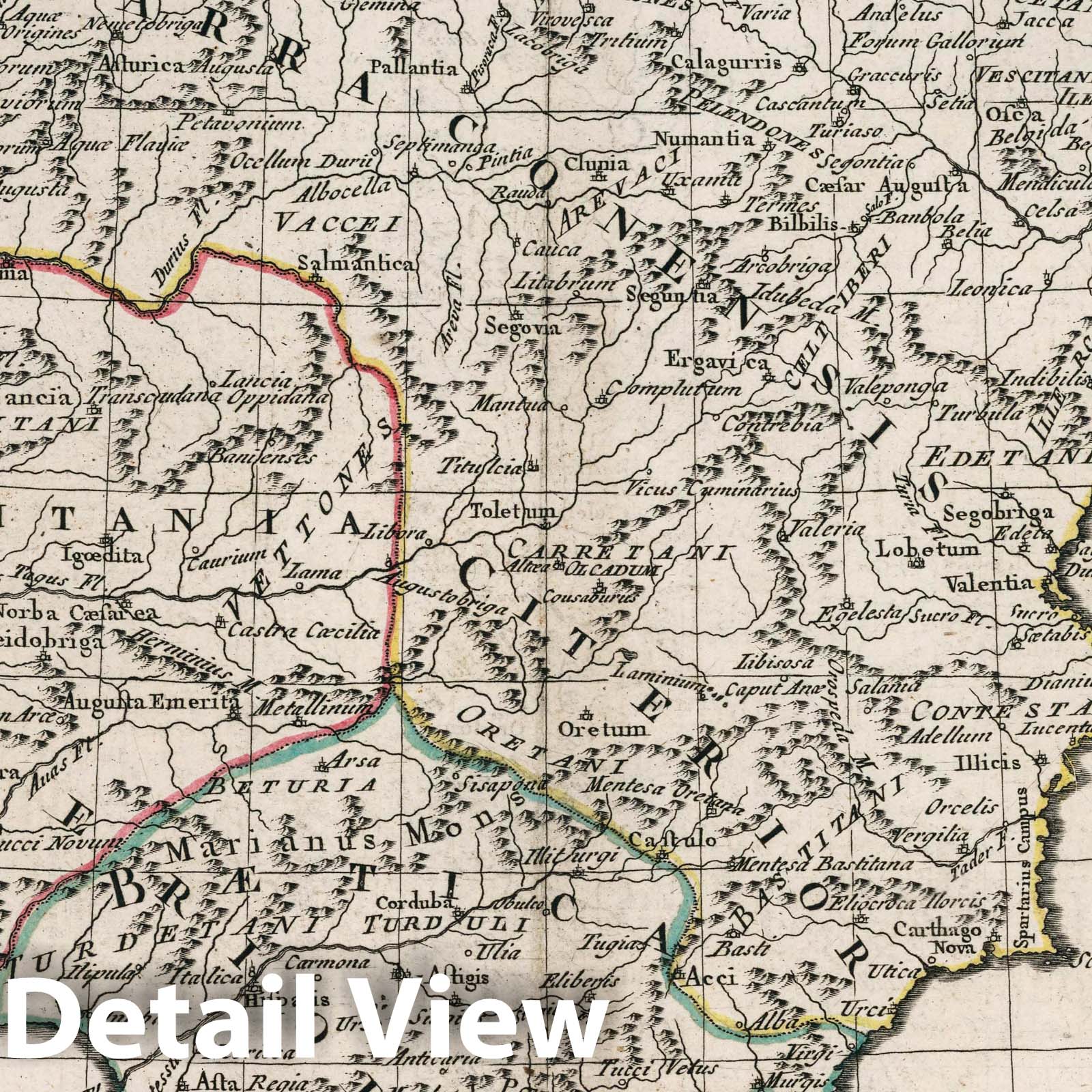 Ancient Spain - River Map, 1789 - Historical Map Print
