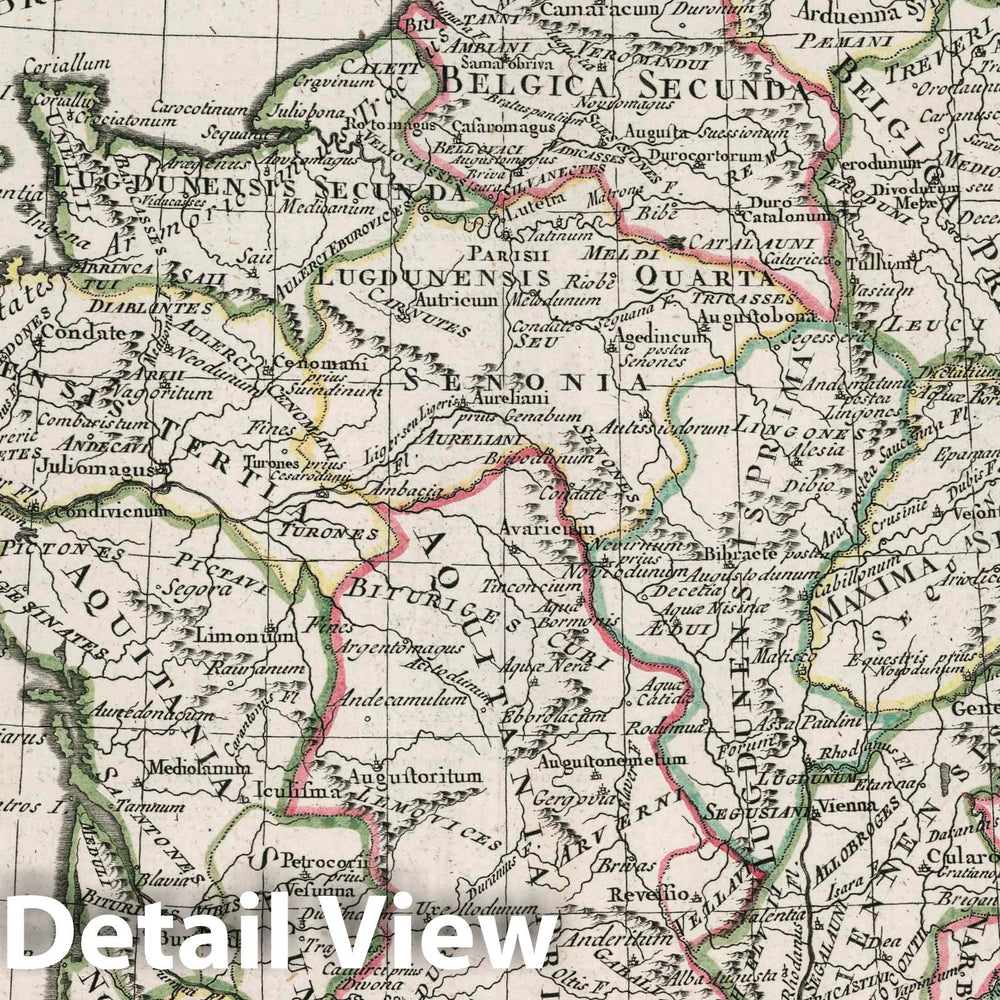 Historic Map : France, Mappa Galliae Antiquae descripta a R. Bona, Primario Hydrographo Navali. Venetiis 1789 Apud P. Santini, 1789 Atlas , Vintage Wall Art