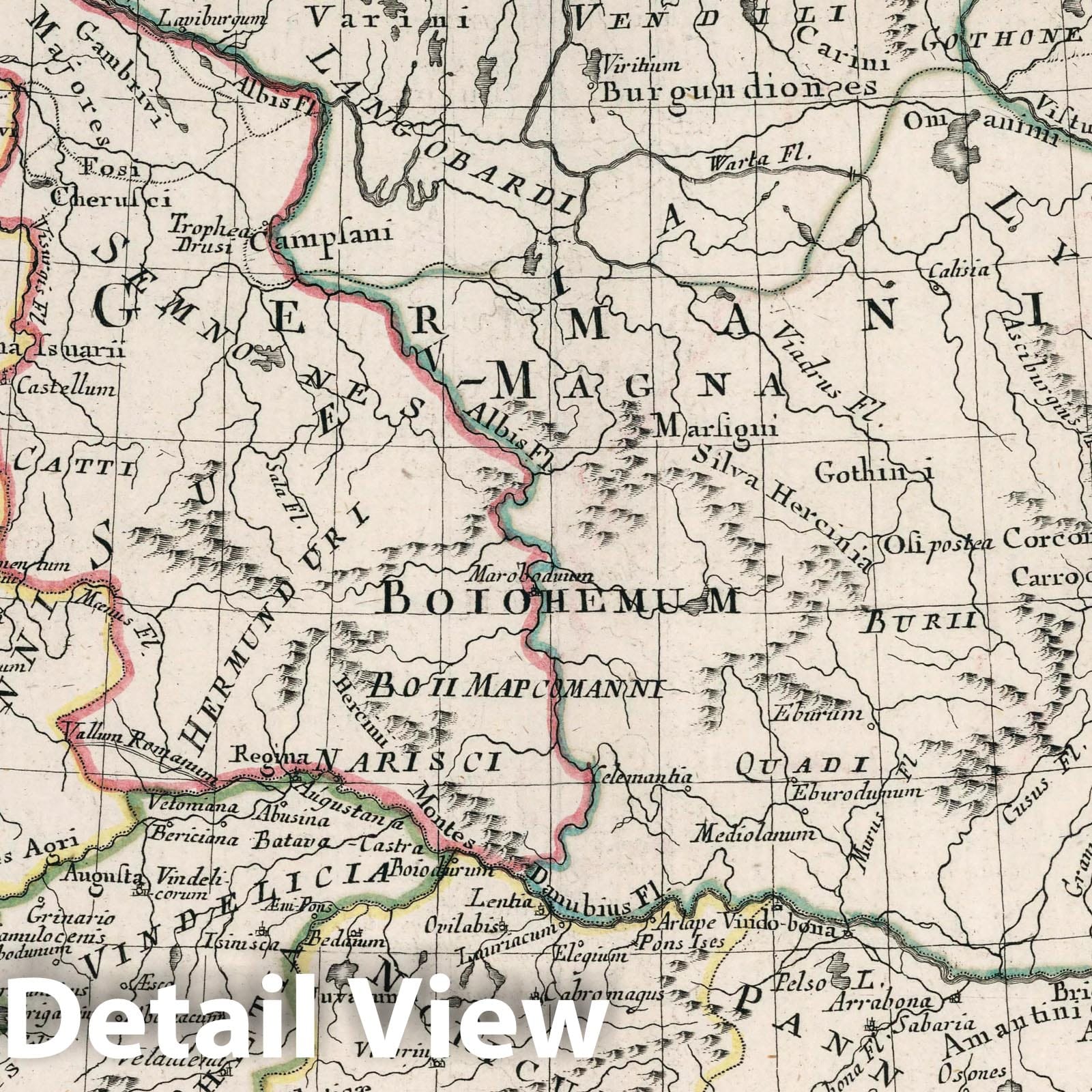 Greater Germany, Vindelicia, Raetia, and Noricum - River Map, 1789