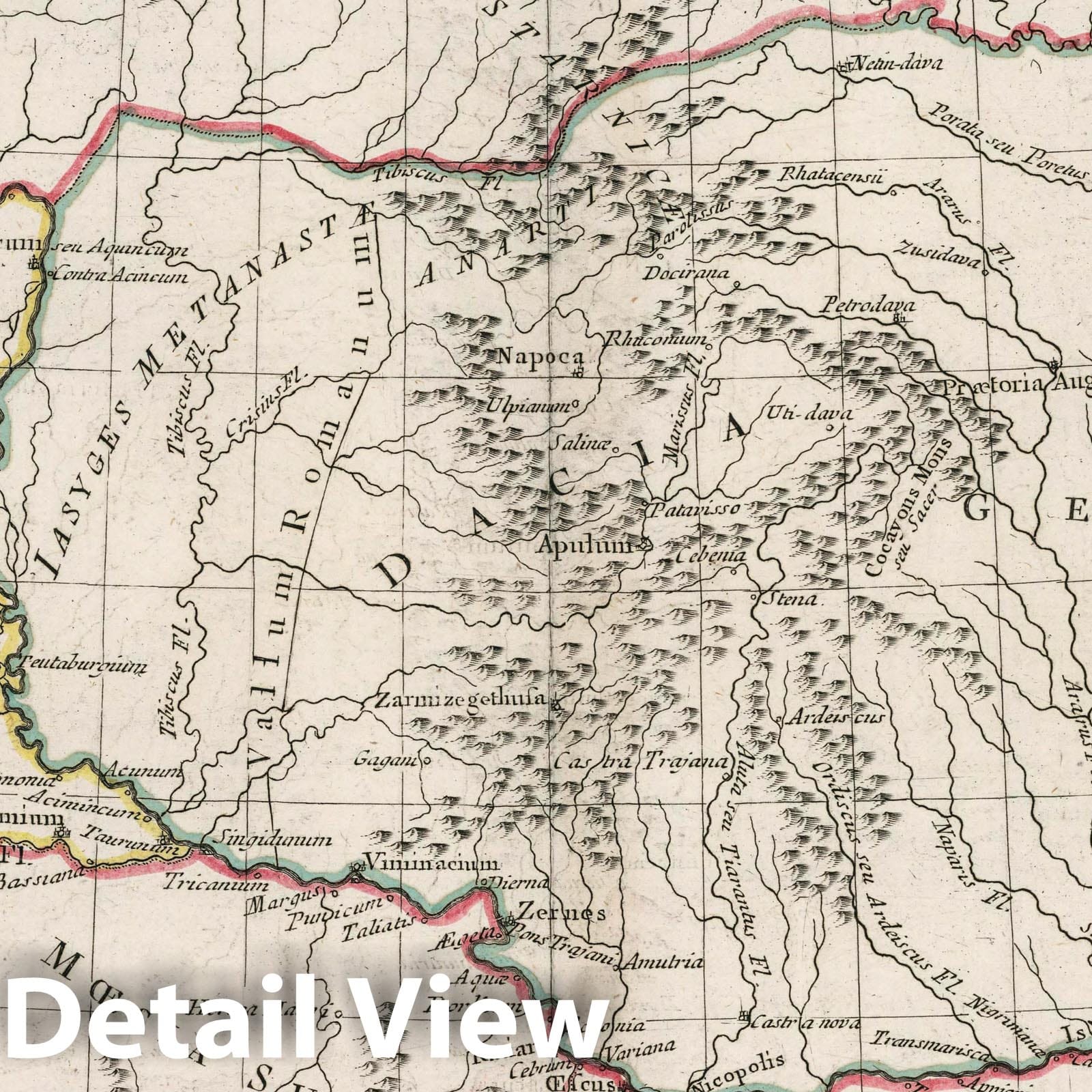 Pannonia, Dacia, Illyria, and Moesia - River Map, 1789 - Historical Map Print