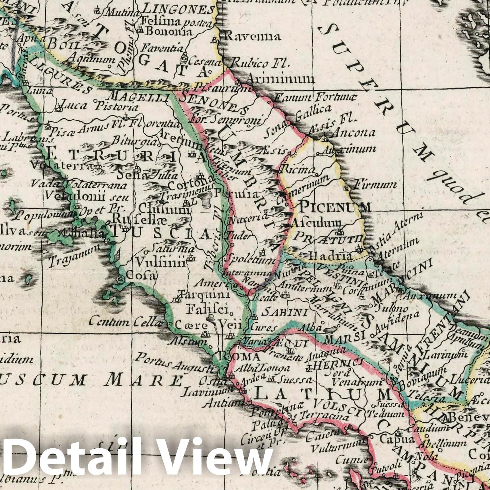 Ancient Italy - River Map, 1791 - Historical Map Print